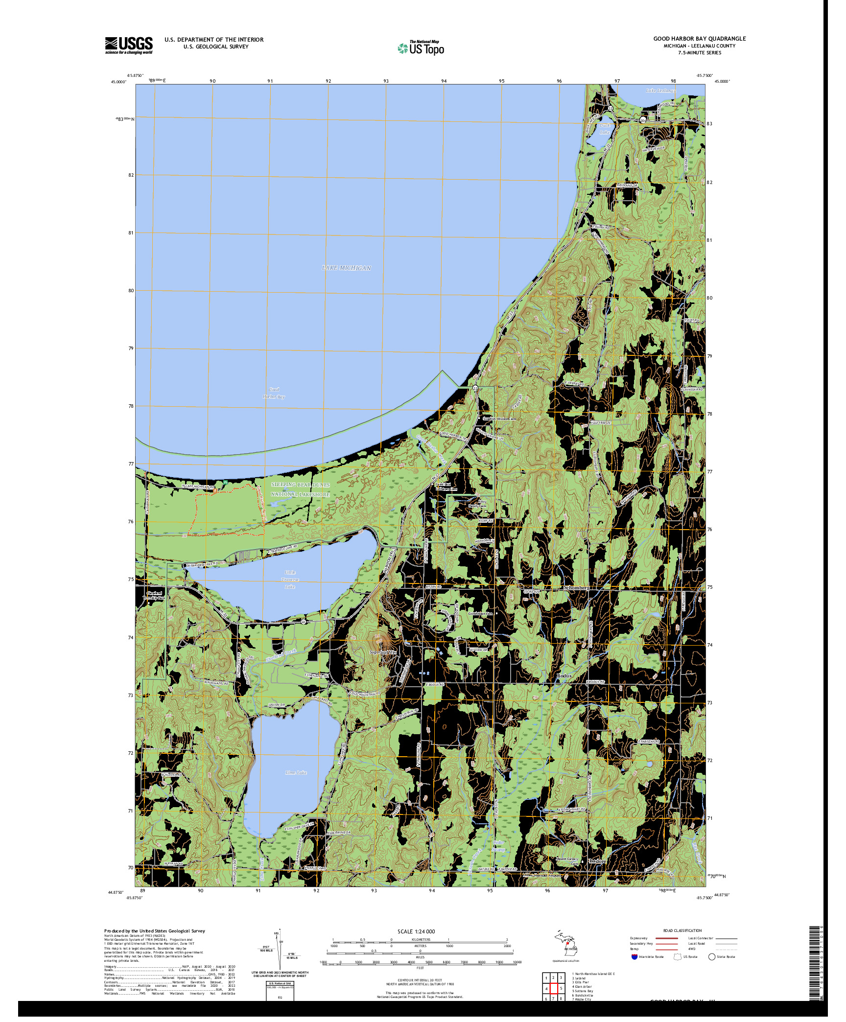 US TOPO 7.5-MINUTE MAP FOR GOOD HARBOR BAY, MI