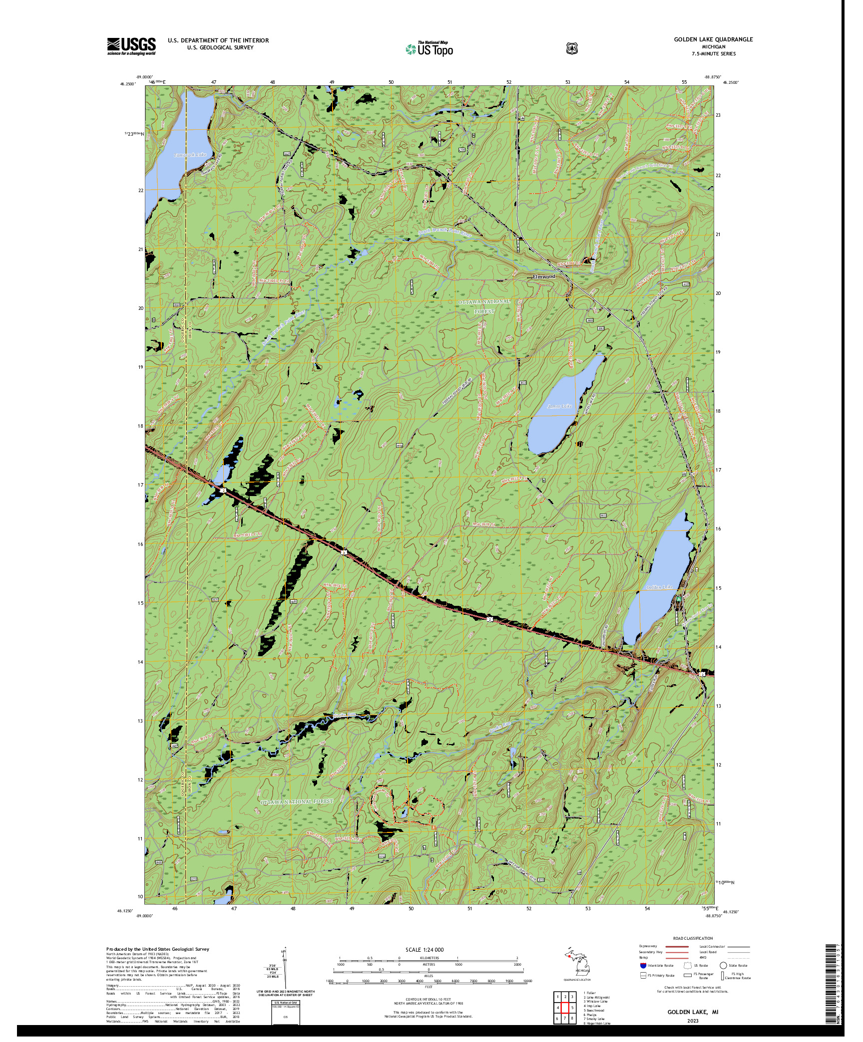 US TOPO 7.5-MINUTE MAP FOR GOLDEN LAKE, MI