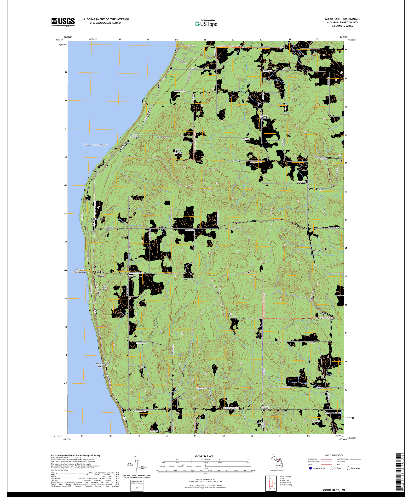 US TOPO 7.5-MINUTE MAP FOR GOOD HART, MI