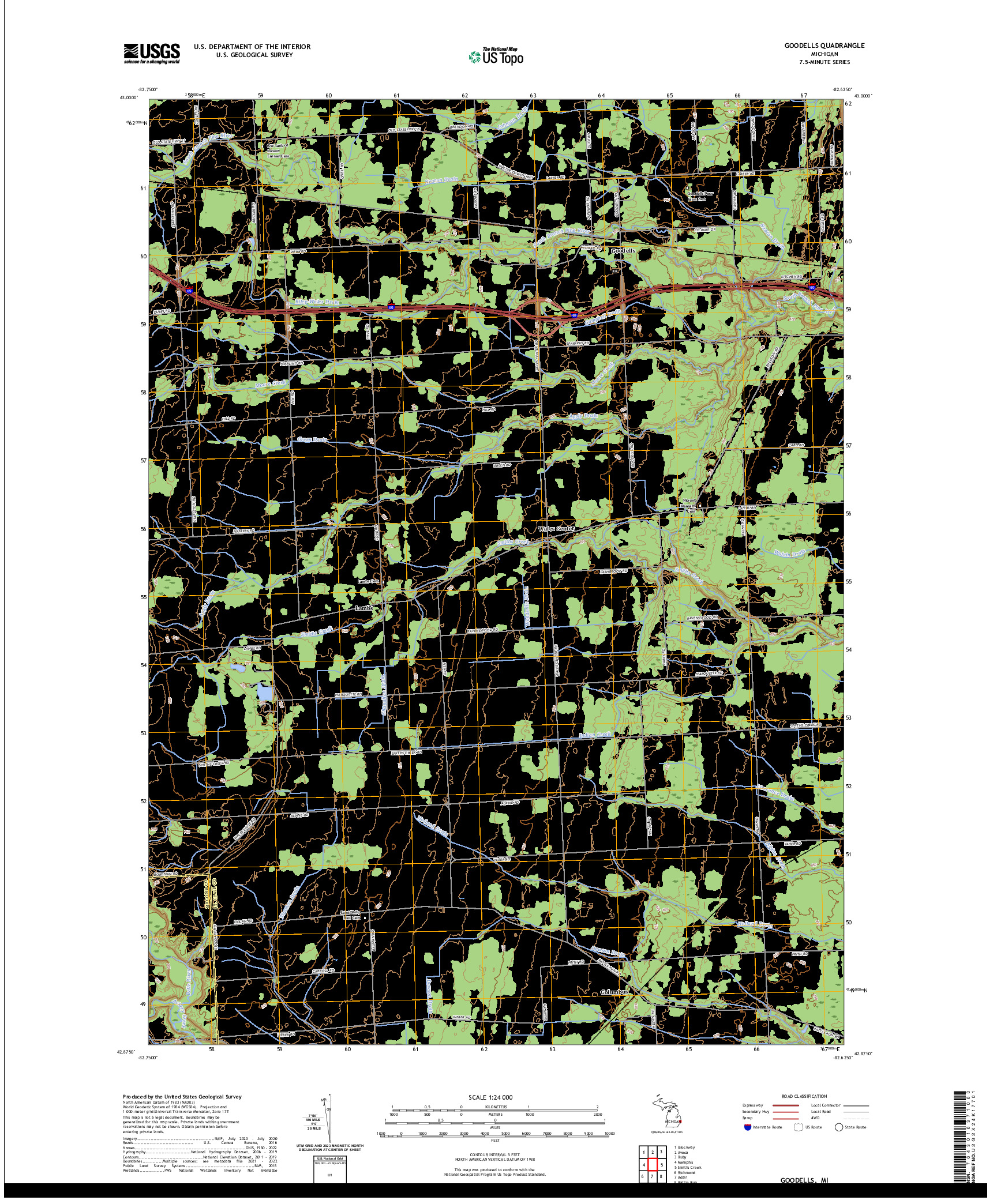 US TOPO 7.5-MINUTE MAP FOR GOODELLS, MI