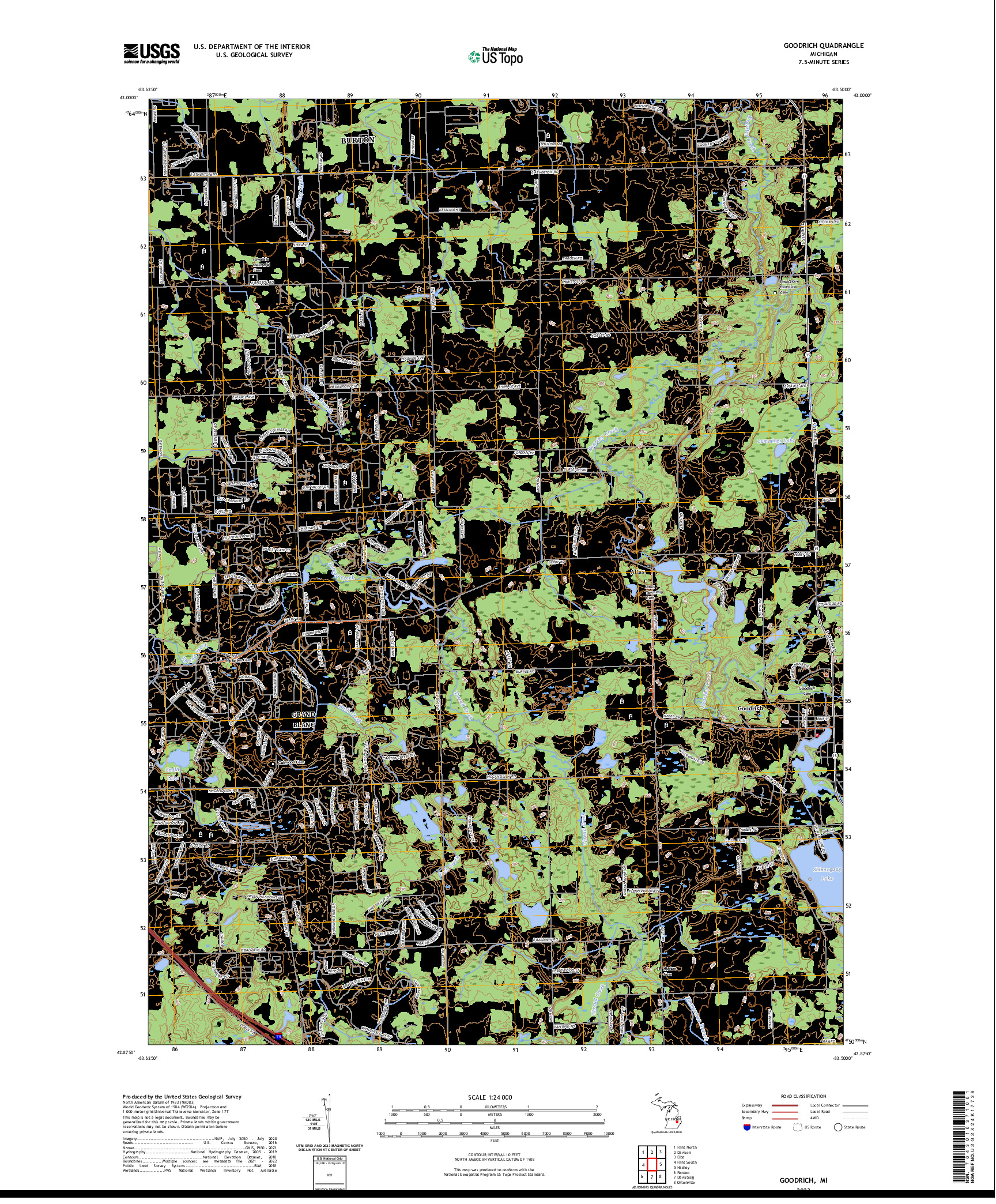 US TOPO 7.5-MINUTE MAP FOR GOODRICH, MI