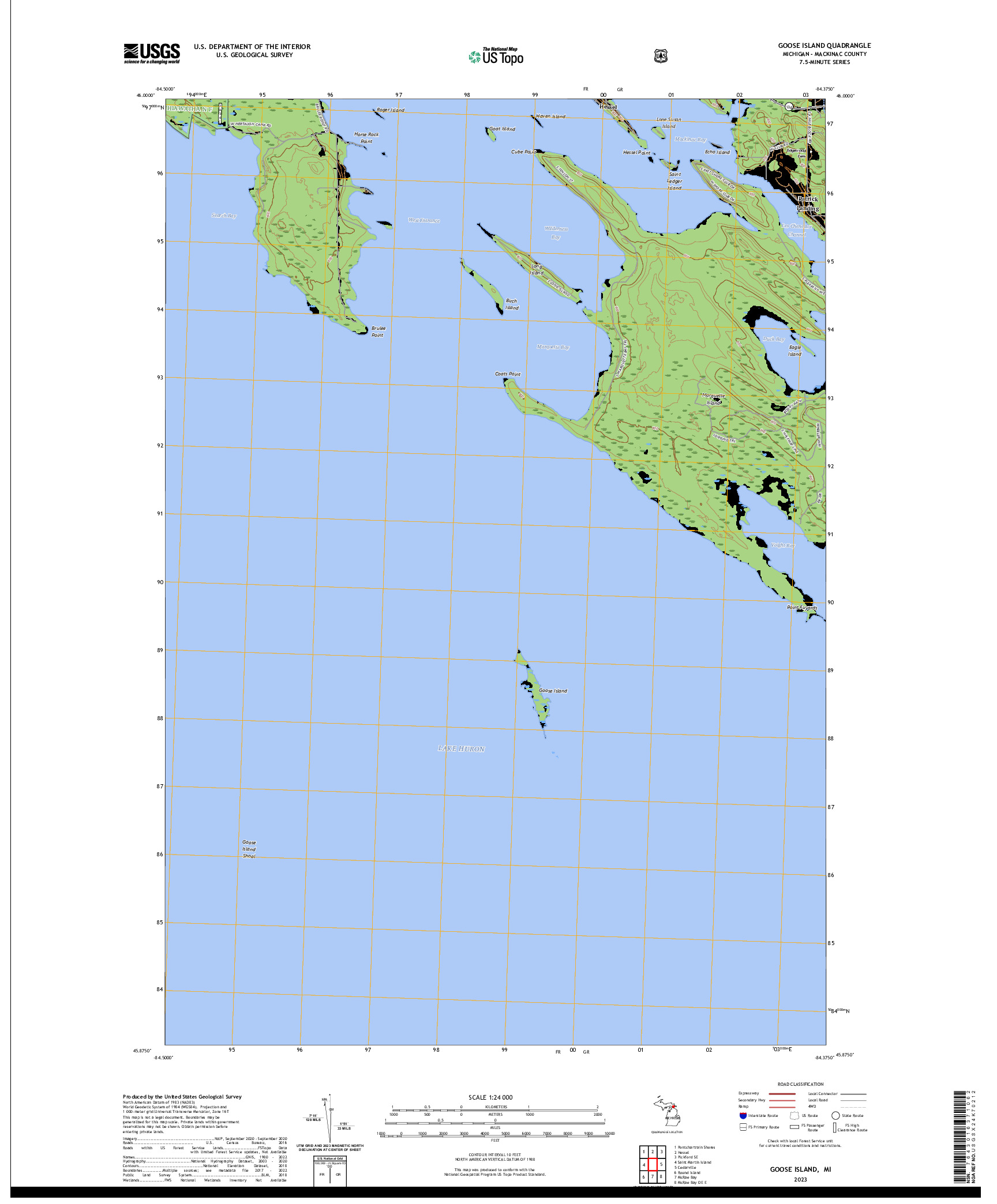 US TOPO 7.5-MINUTE MAP FOR GOOSE ISLAND, MI