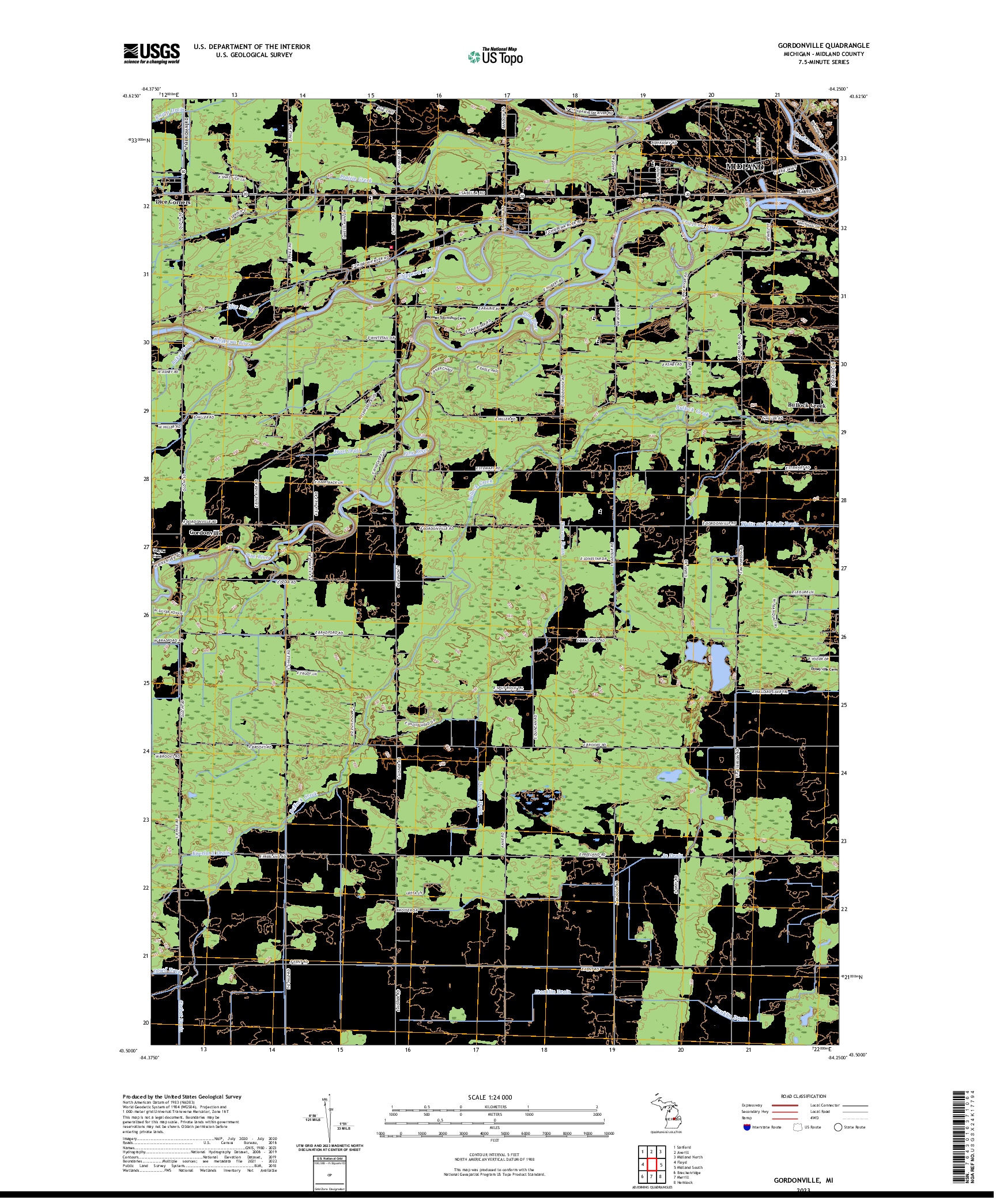 US TOPO 7.5-MINUTE MAP FOR GORDONVILLE, MI