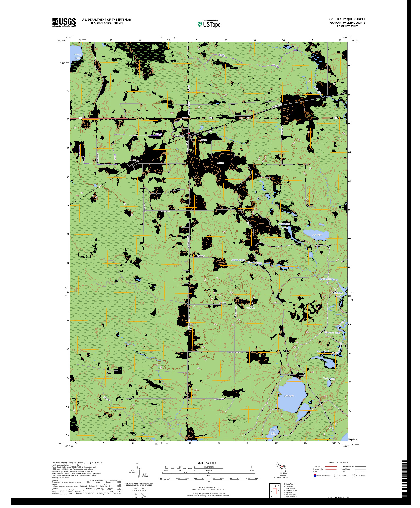 US TOPO 7.5-MINUTE MAP FOR GOULD CITY, MI