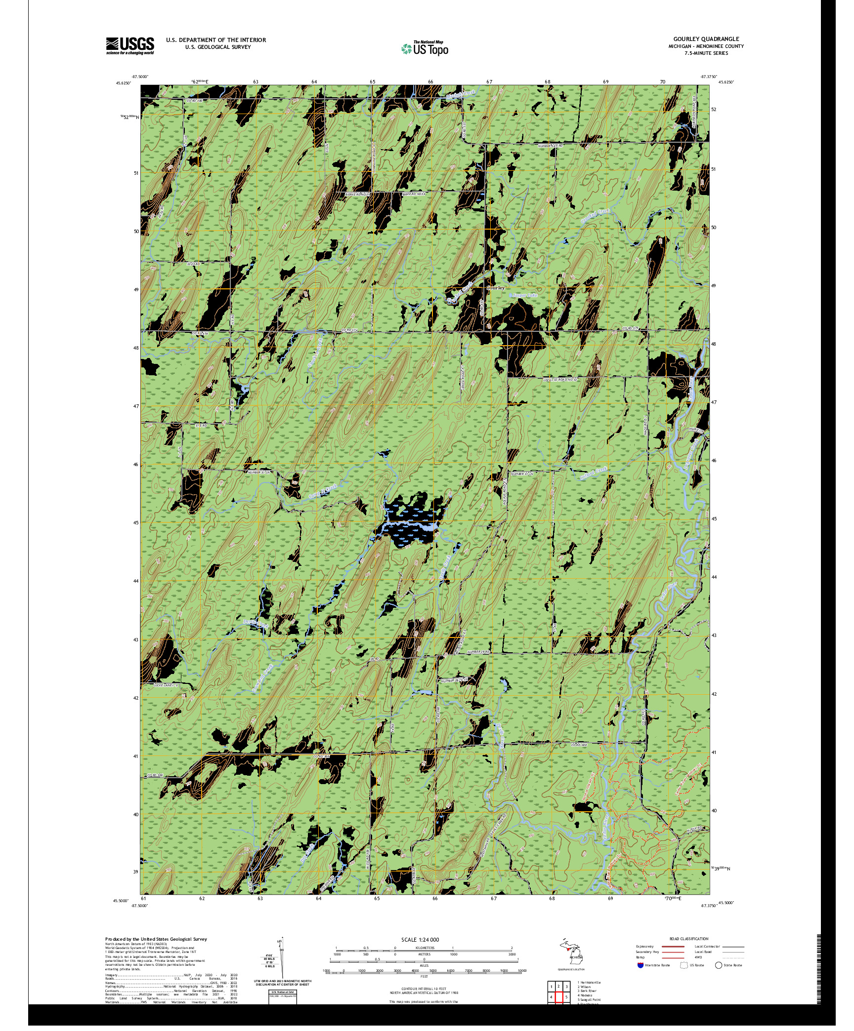 US TOPO 7.5-MINUTE MAP FOR GOURLEY, MI