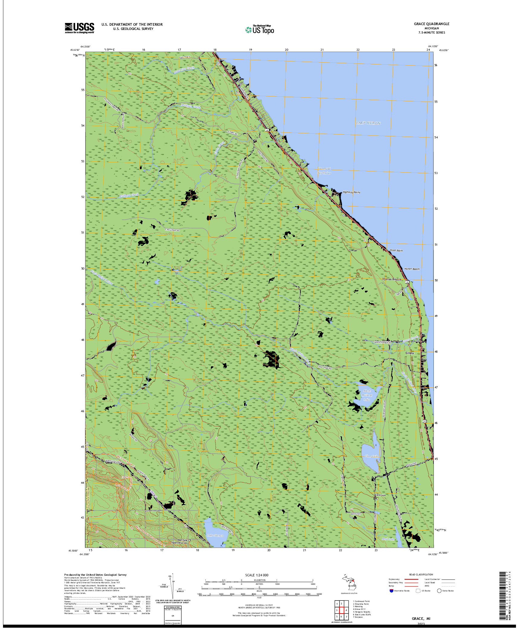 US TOPO 7.5-MINUTE MAP FOR GRACE, MI