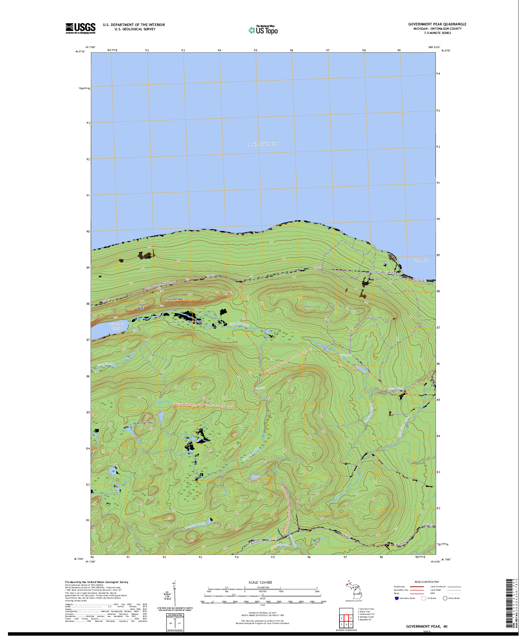 US TOPO 7.5-MINUTE MAP FOR GOVERNMENT PEAK, MI