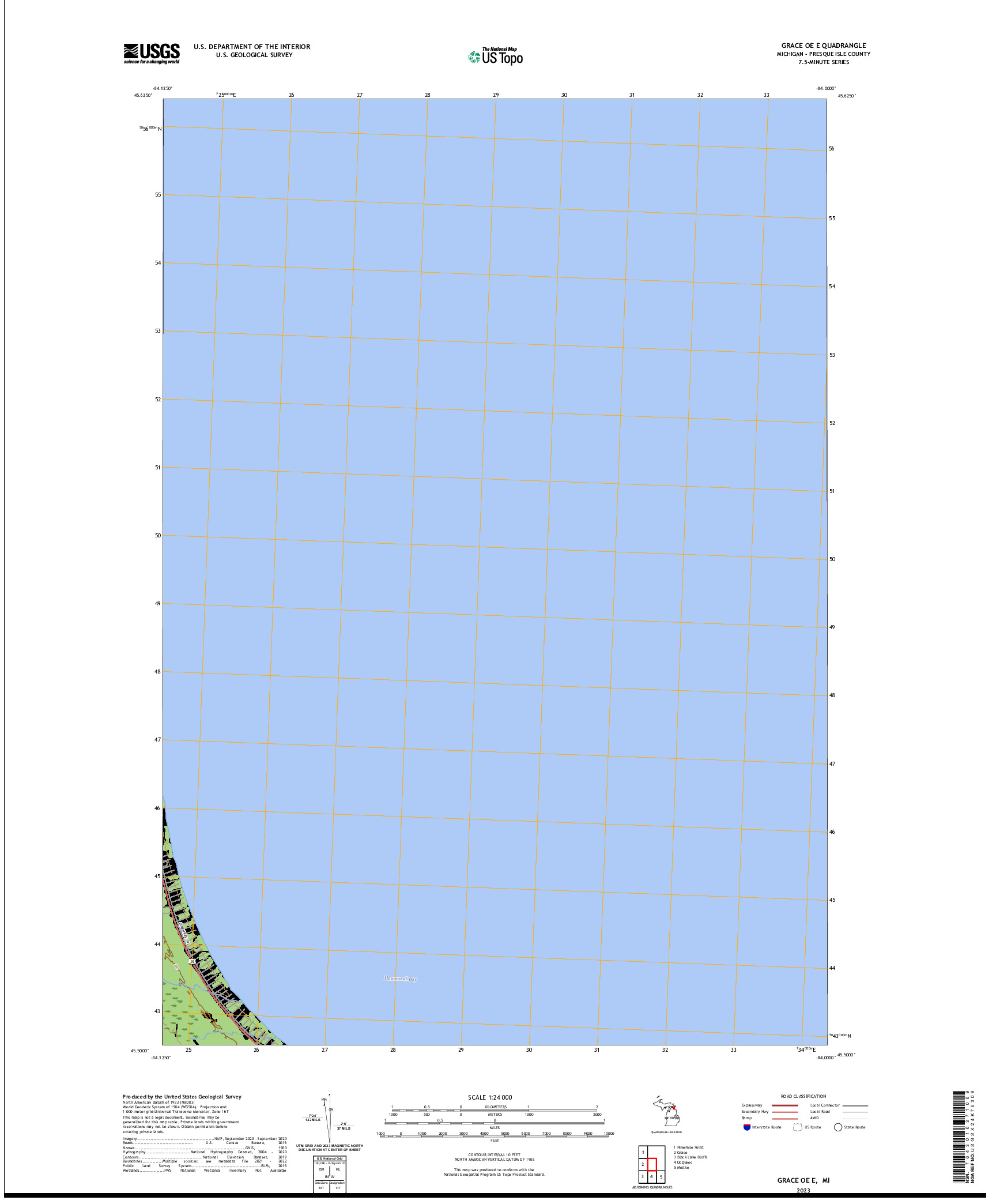 US TOPO 7.5-MINUTE MAP FOR GRACE OE E, MI