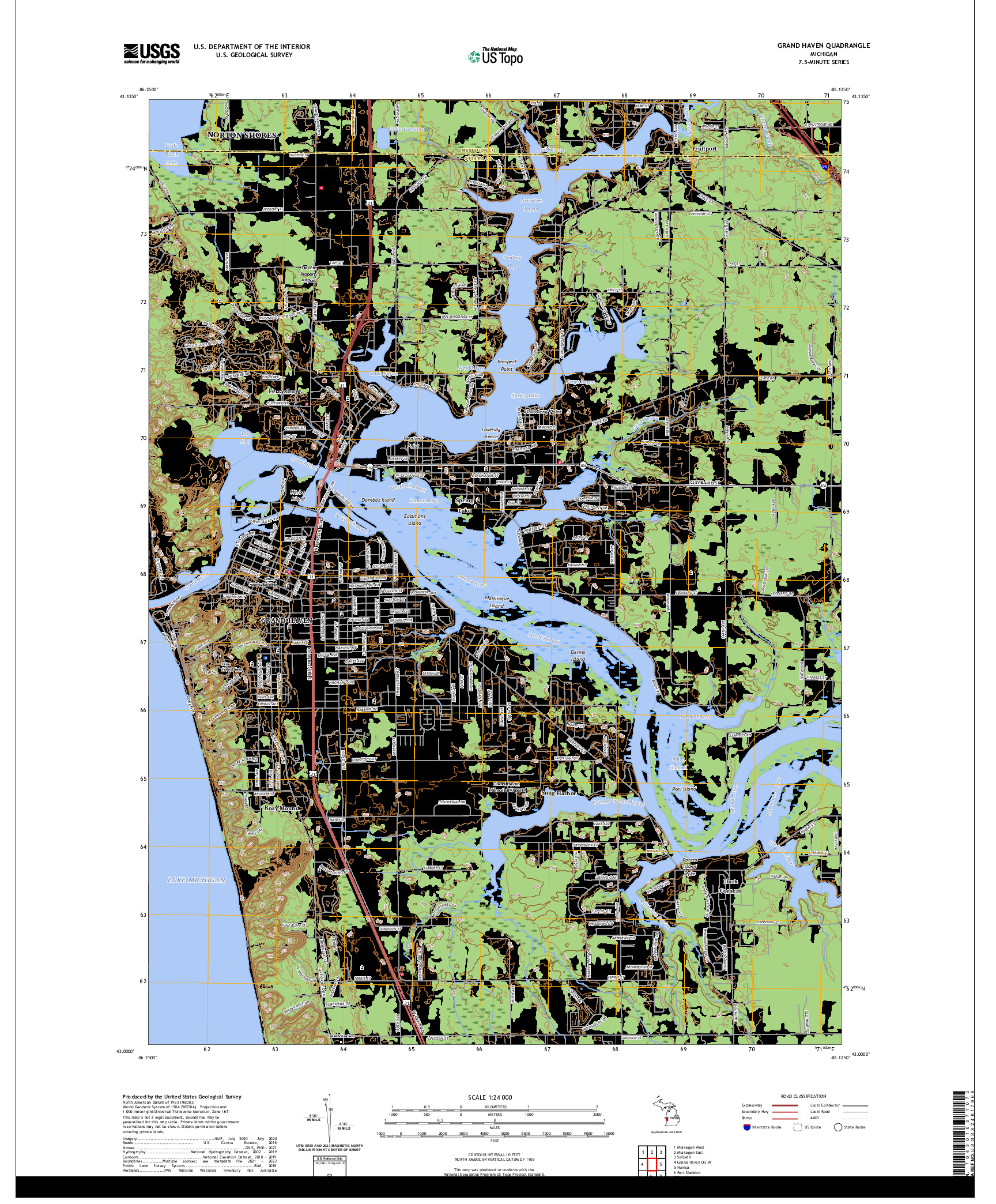 US TOPO 7.5-MINUTE MAP FOR GRAND HAVEN, MI