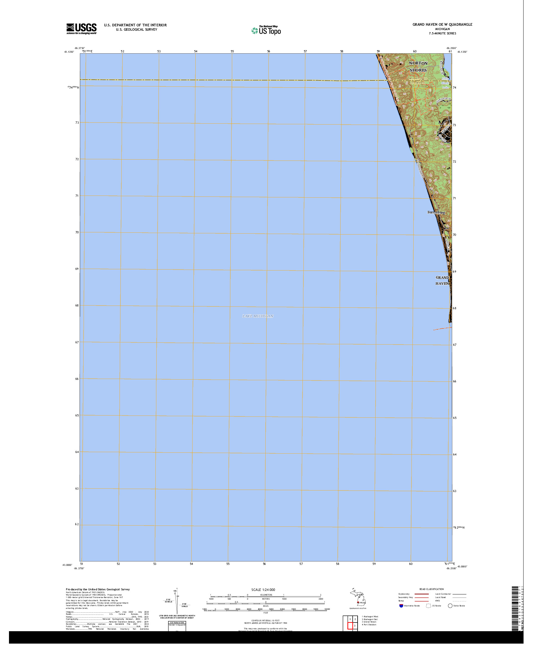 US TOPO 7.5-MINUTE MAP FOR GRAND HAVEN OE W, MI