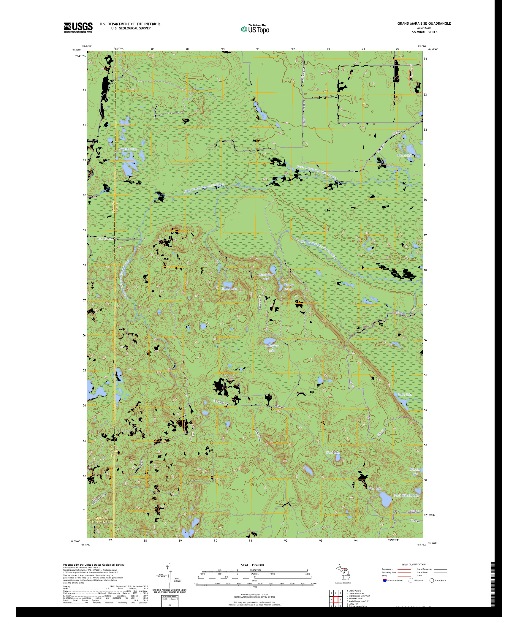 US TOPO 7.5-MINUTE MAP FOR GRAND MARAIS SE, MI