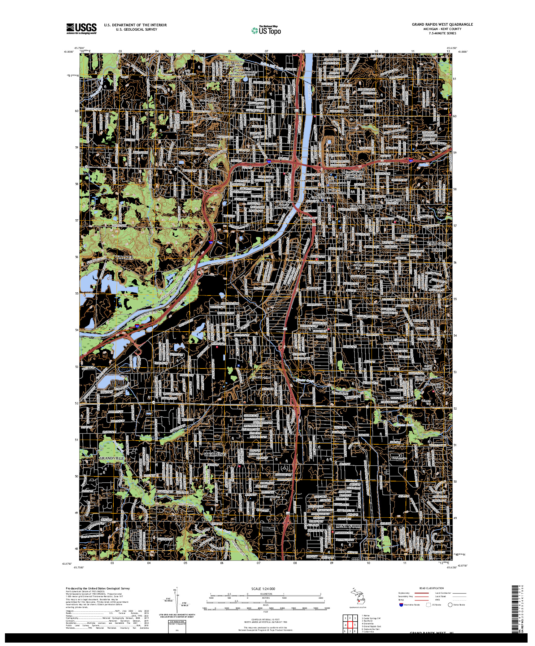 US TOPO 7.5-MINUTE MAP FOR GRAND RAPIDS WEST, MI