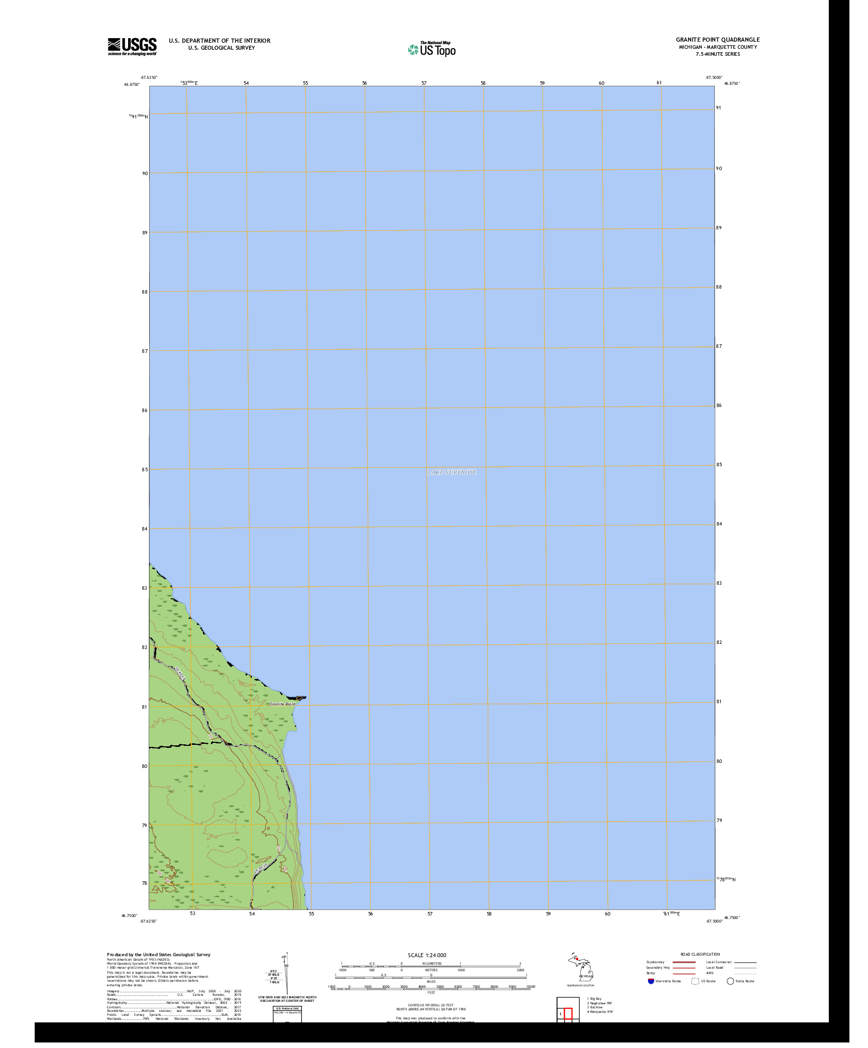 US TOPO 7.5-MINUTE MAP FOR GRANITE POINT, MI