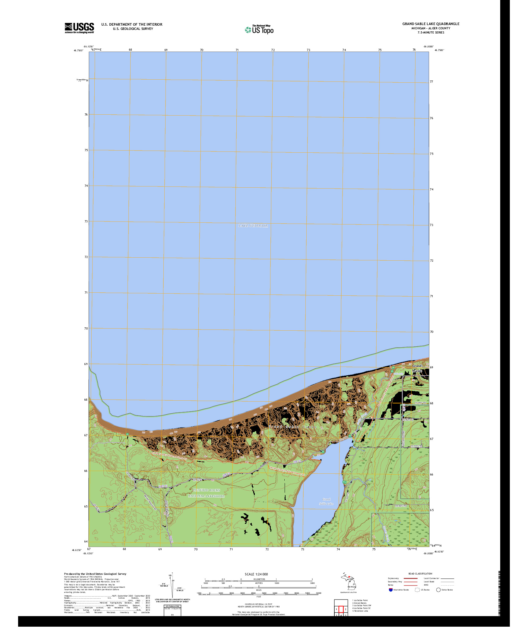 US TOPO 7.5-MINUTE MAP FOR GRAND SABLE LAKE, MI