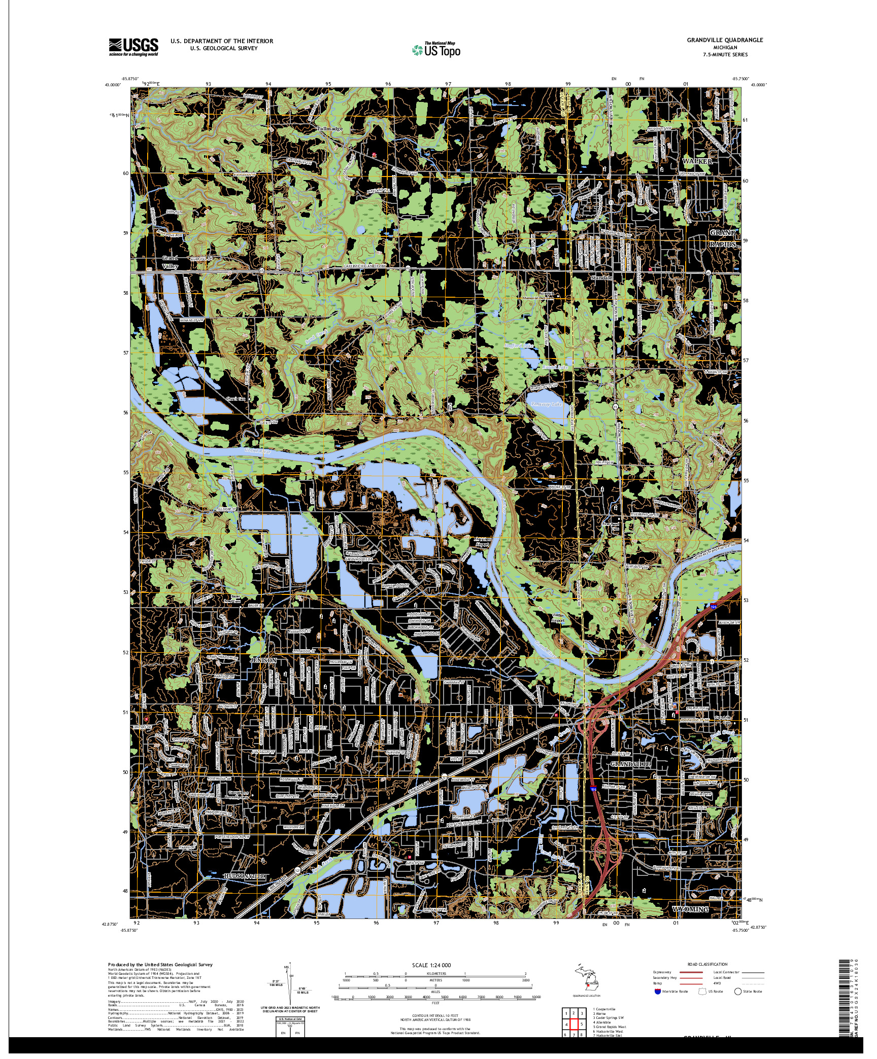 US TOPO 7.5-MINUTE MAP FOR GRANDVILLE, MI