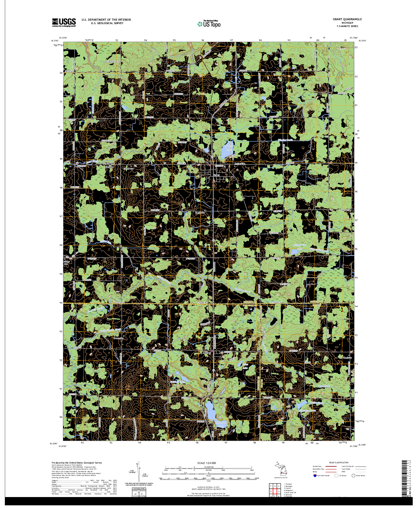 US TOPO 7.5-MINUTE MAP FOR GRANT, MI