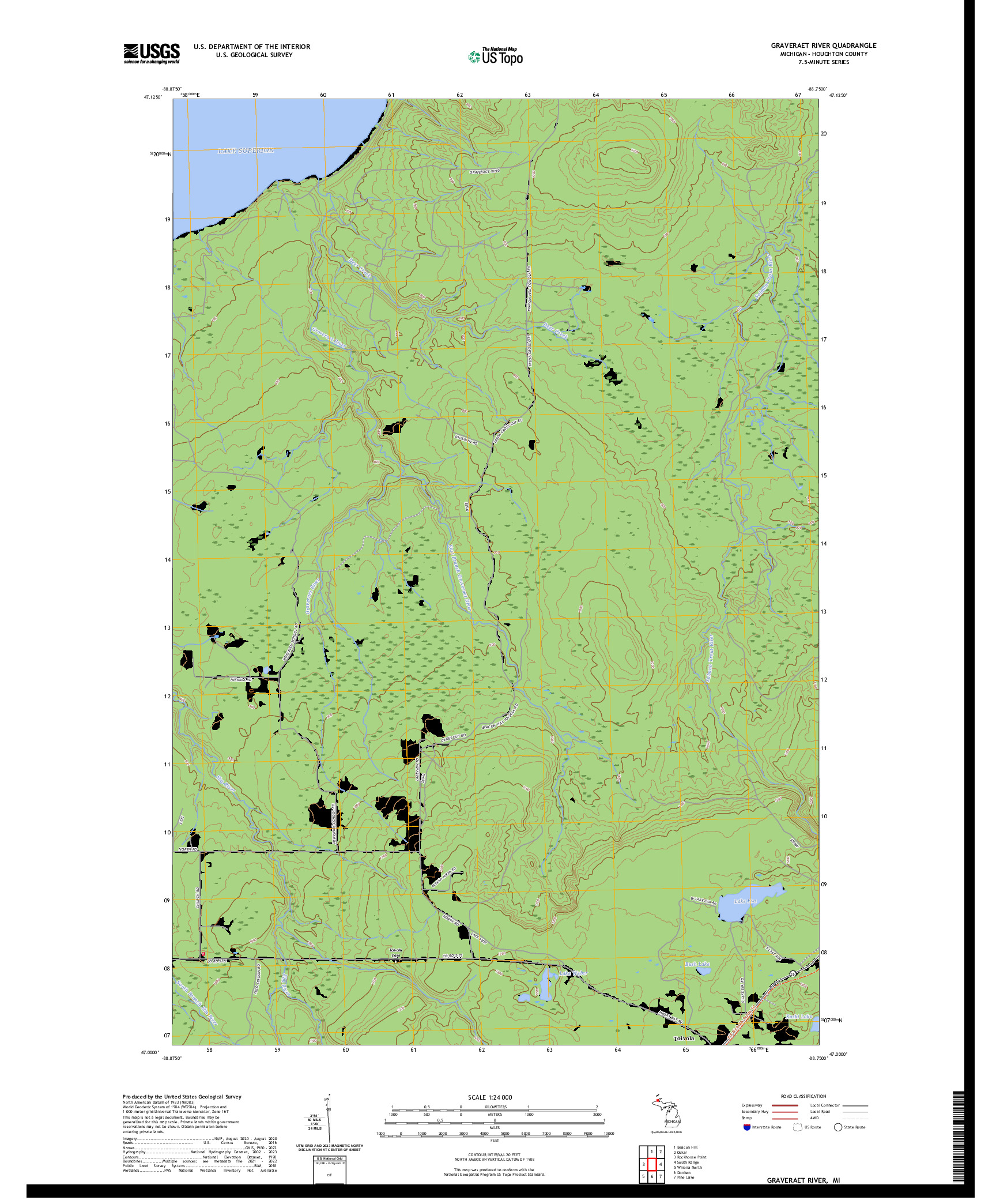 US TOPO 7.5-MINUTE MAP FOR GRAVERAET RIVER, MI