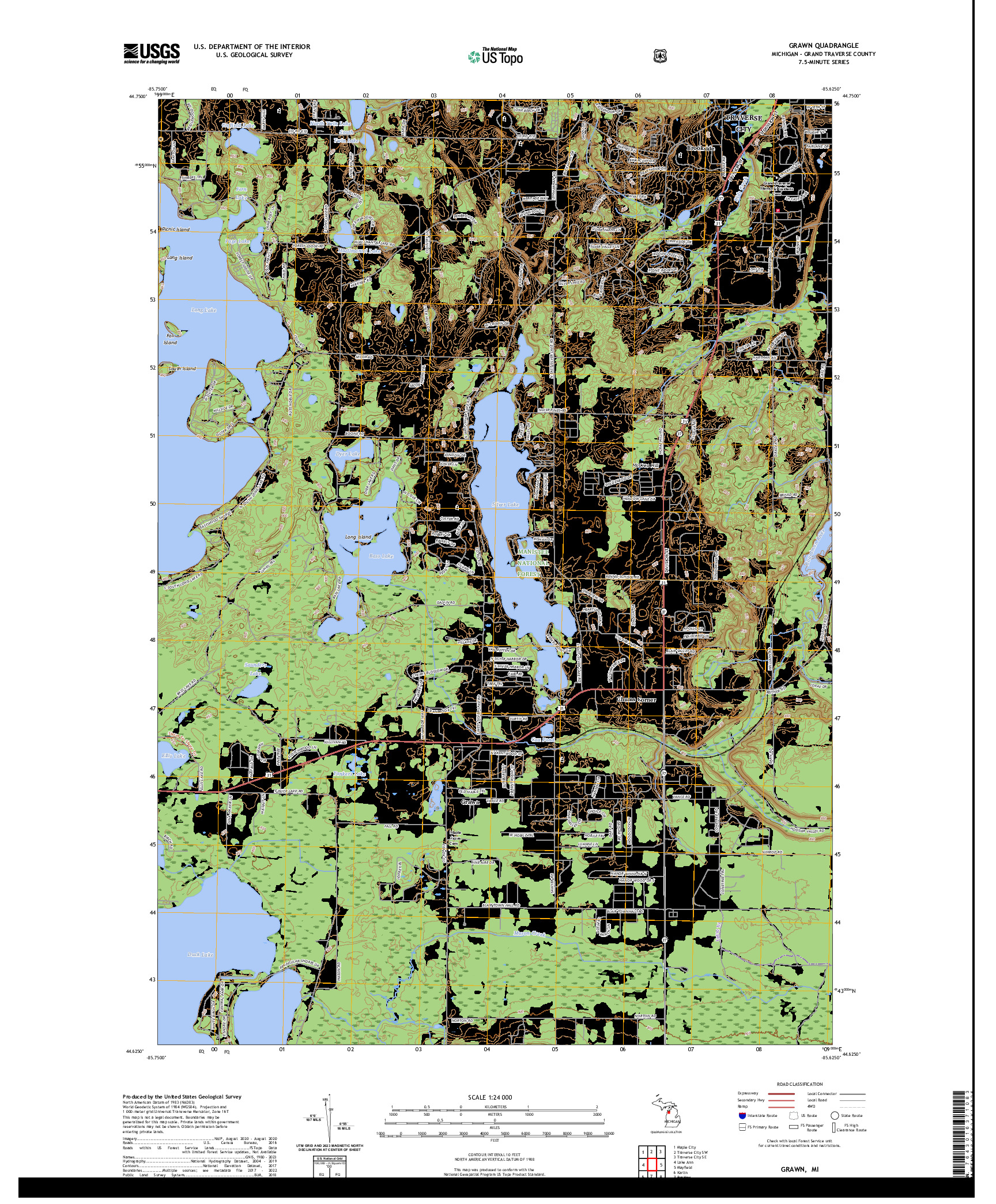 US TOPO 7.5-MINUTE MAP FOR GRAWN, MI