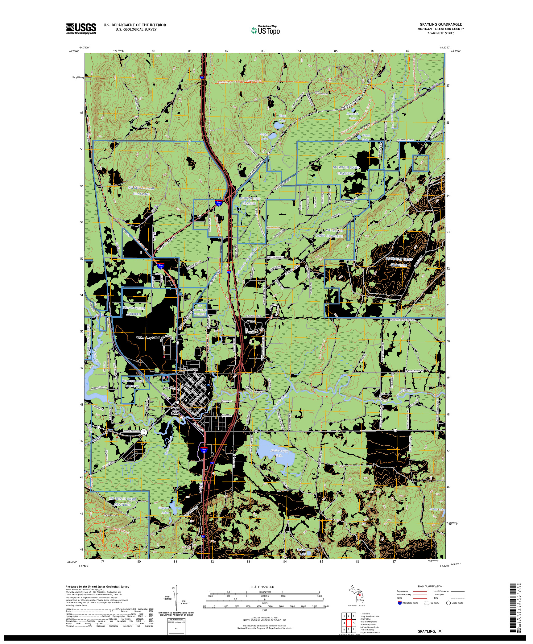 US TOPO 7.5-MINUTE MAP FOR GRAYLING, MI