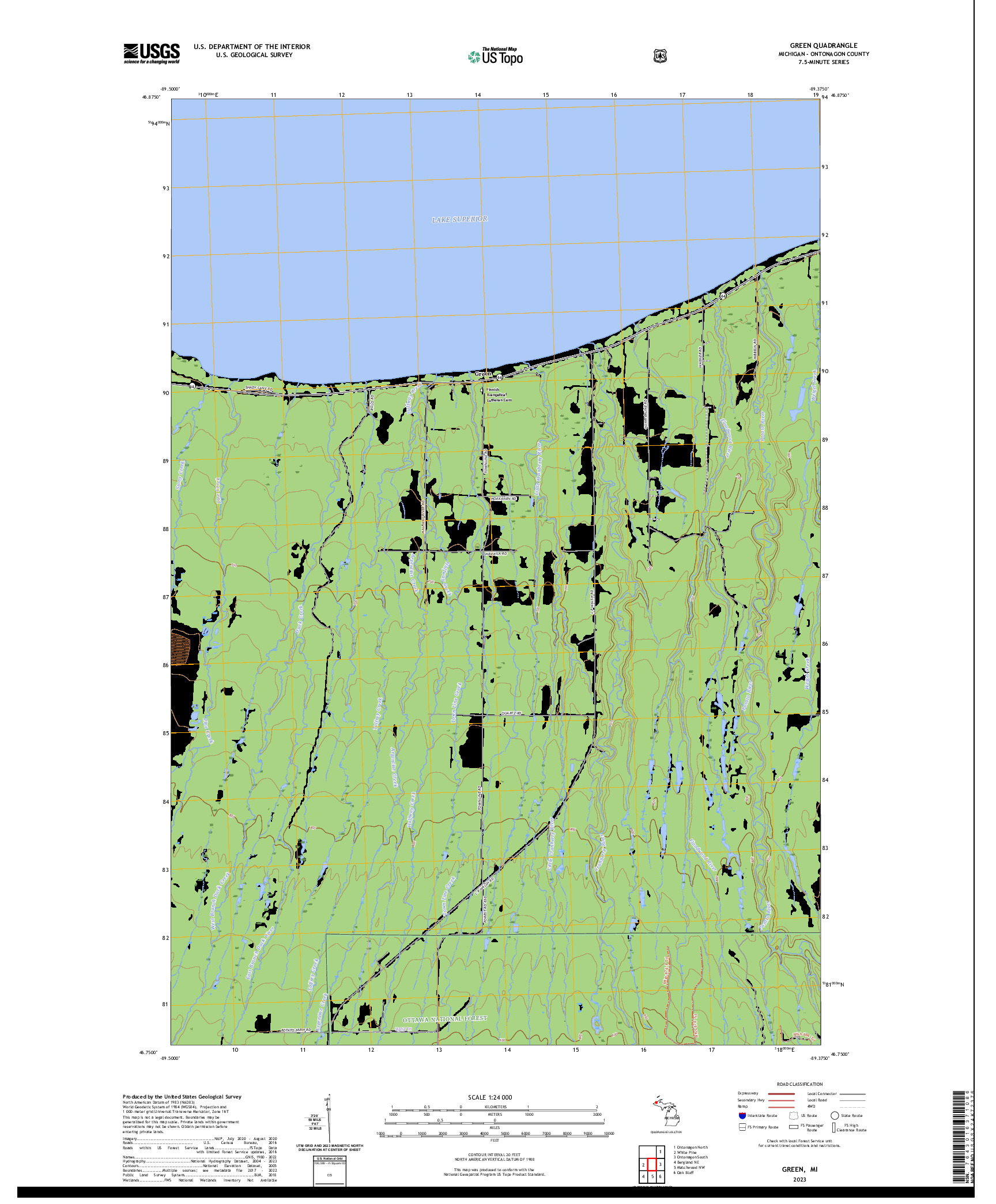 US TOPO 7.5-MINUTE MAP FOR GREEN, MI