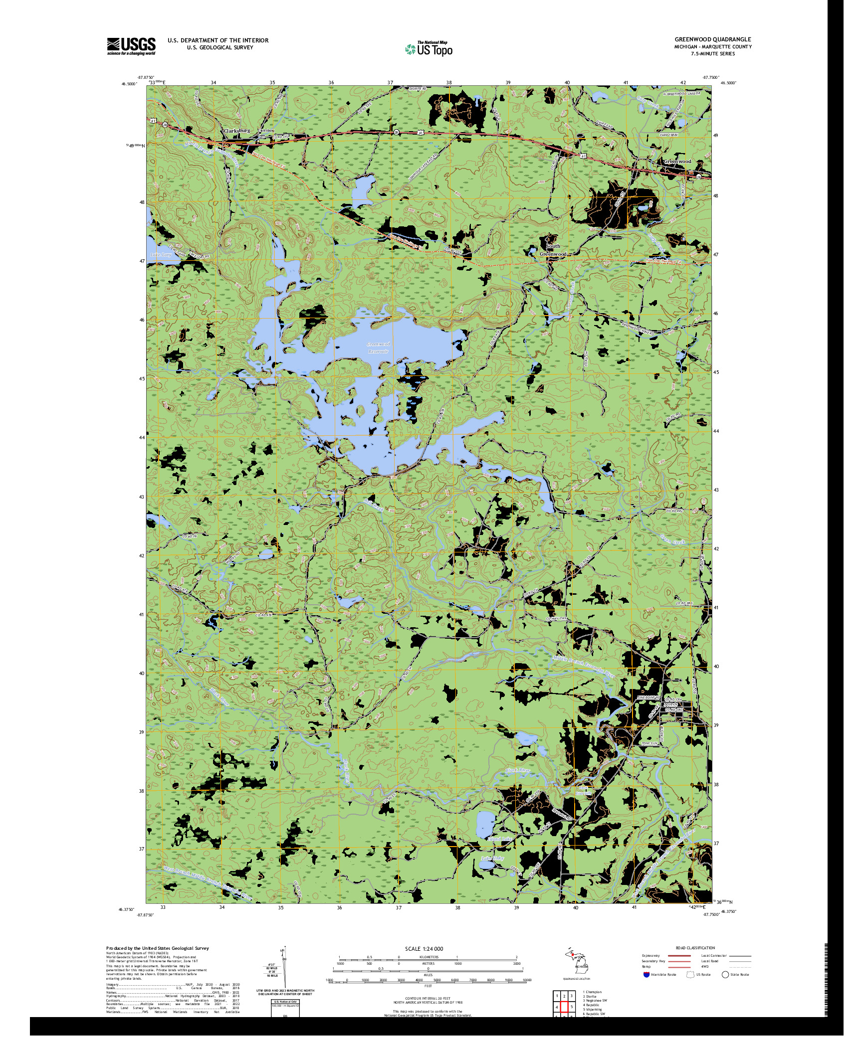 US TOPO 7.5-MINUTE MAP FOR GREENWOOD, MI