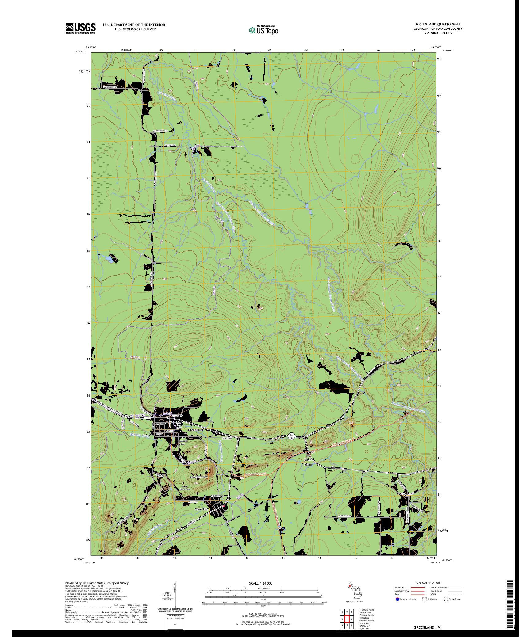 US TOPO 7.5-MINUTE MAP FOR GREENLAND, MI