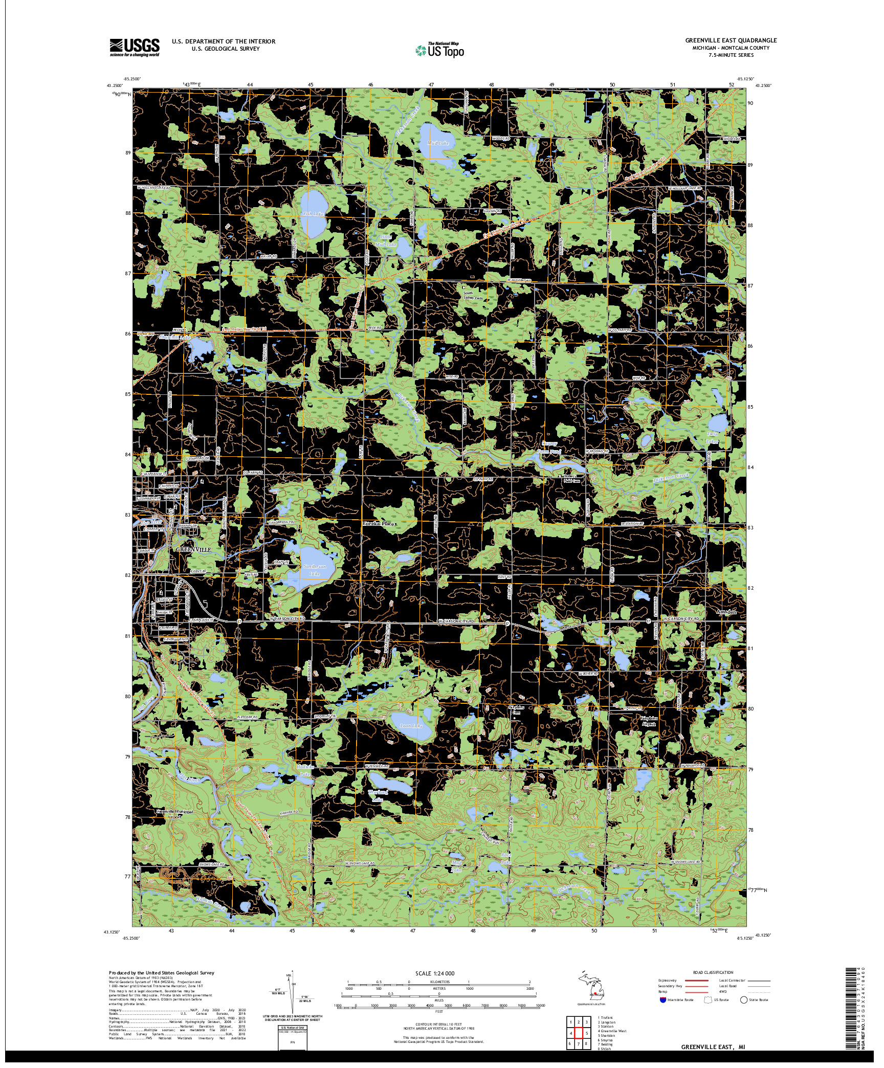 US TOPO 7.5-MINUTE MAP FOR GREENVILLE EAST, MI