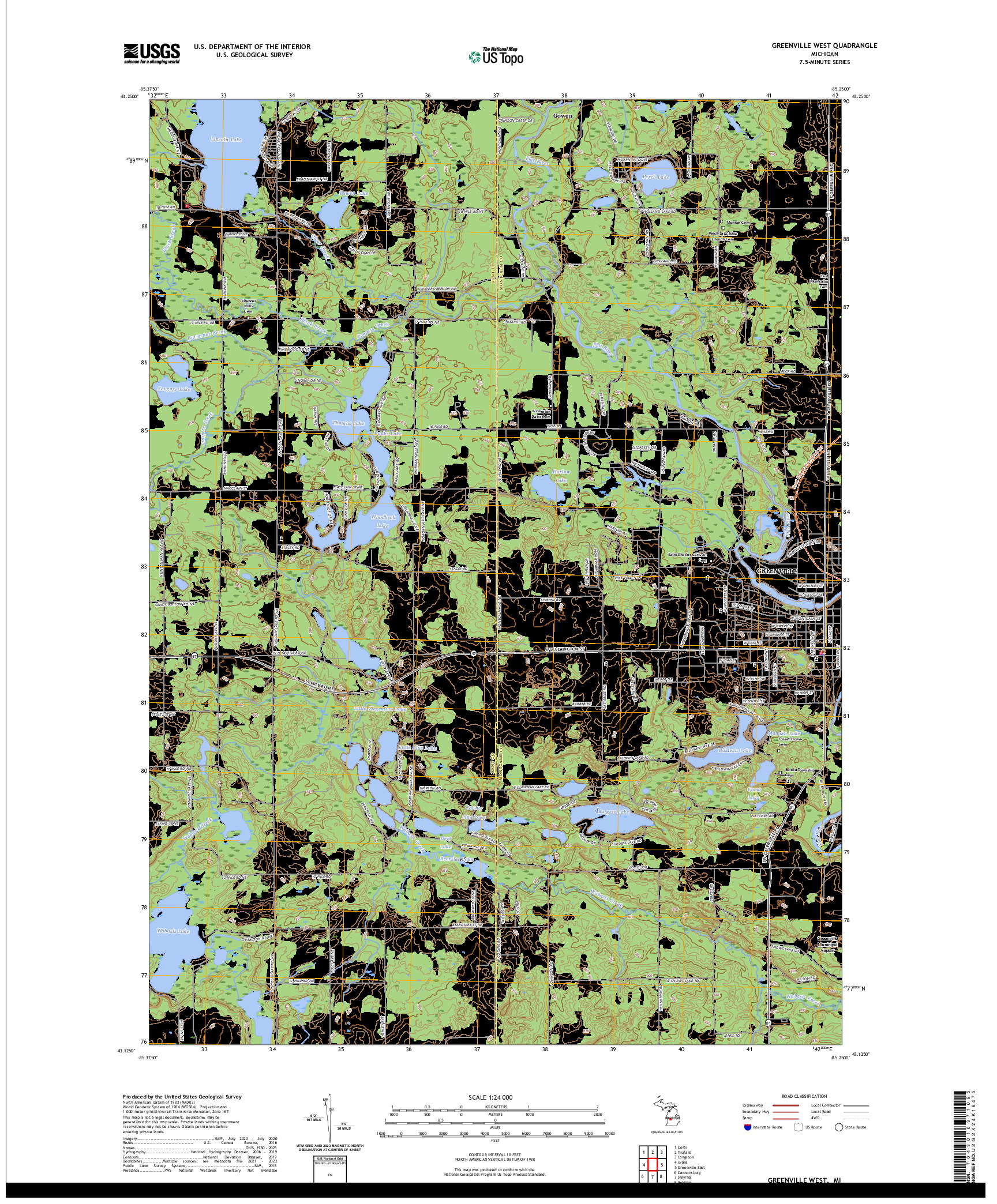 US TOPO 7.5-MINUTE MAP FOR GREENVILLE WEST, MI