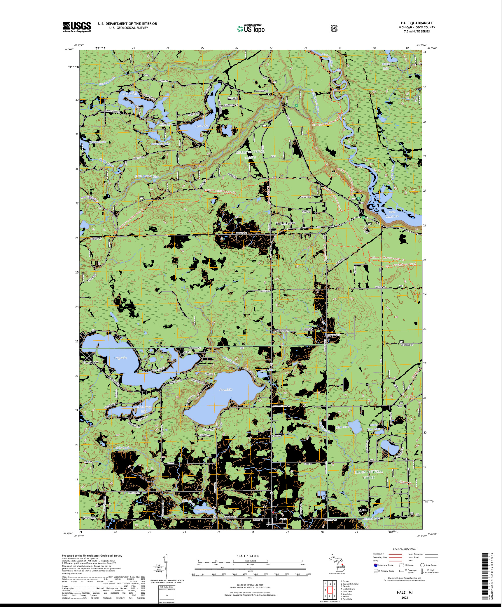 US TOPO 7.5-MINUTE MAP FOR HALE, MI