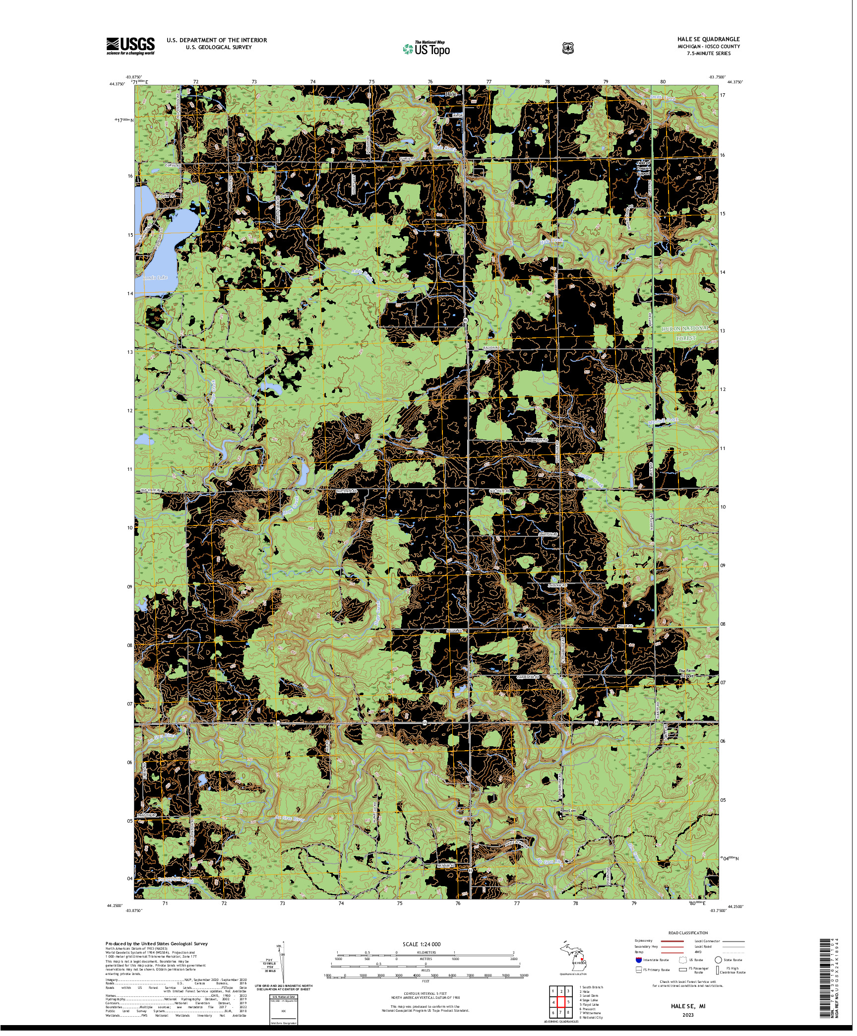 US TOPO 7.5-MINUTE MAP FOR HALE SE, MI