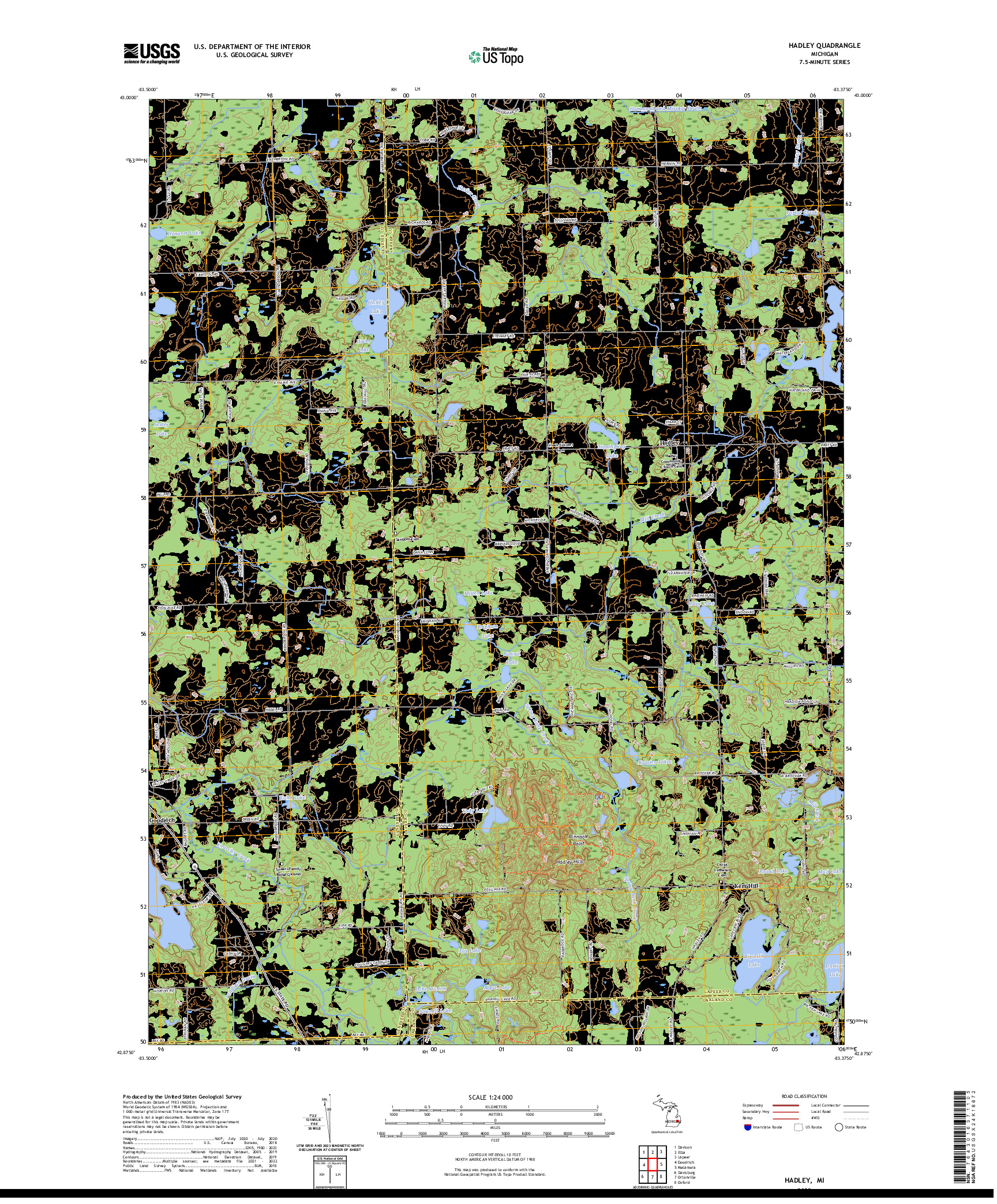 US TOPO 7.5-MINUTE MAP FOR HADLEY, MI