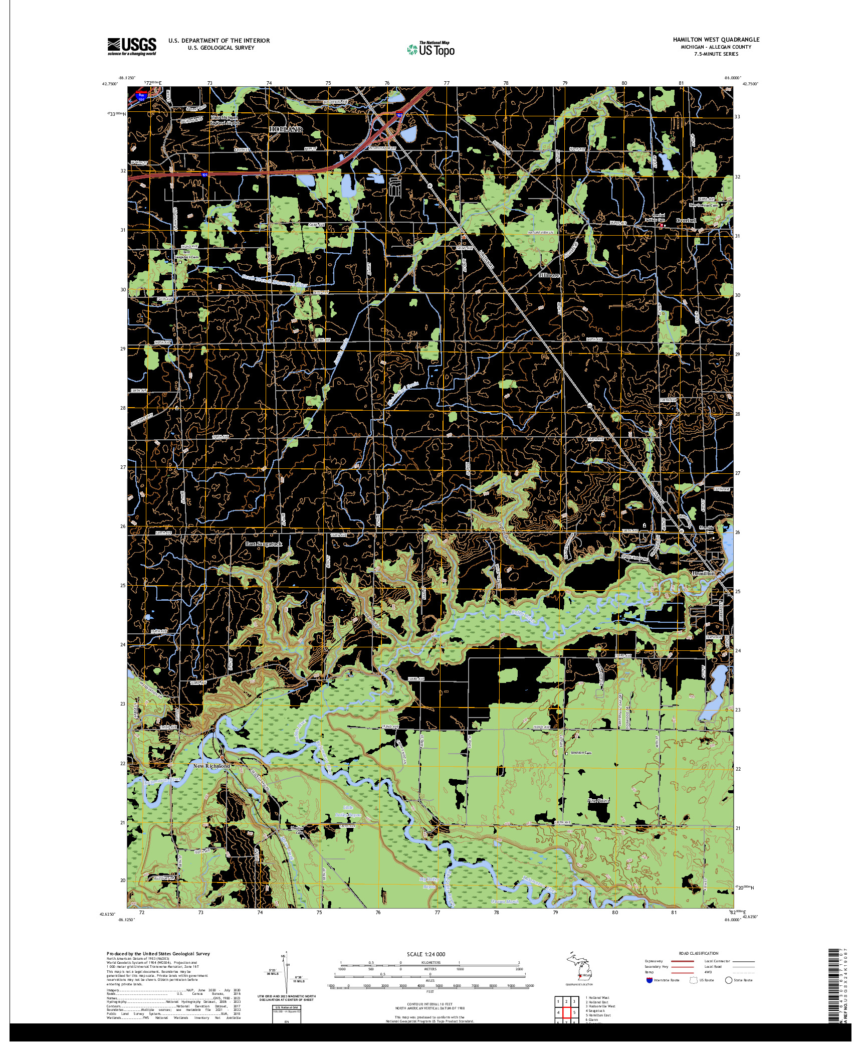 US TOPO 7.5-MINUTE MAP FOR HAMILTON WEST, MI