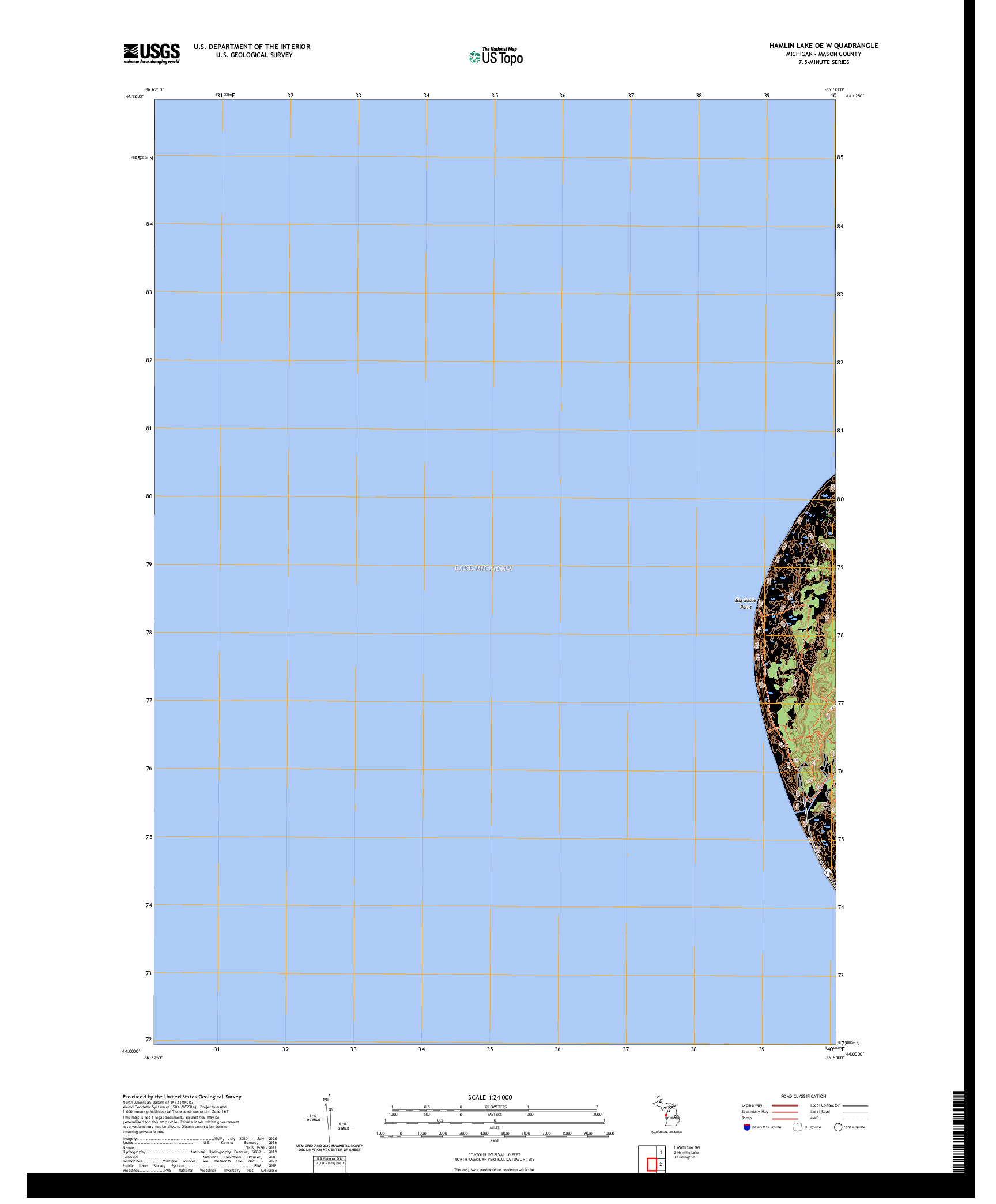 US TOPO 7.5-MINUTE MAP FOR HAMLIN LAKE OE W, MI