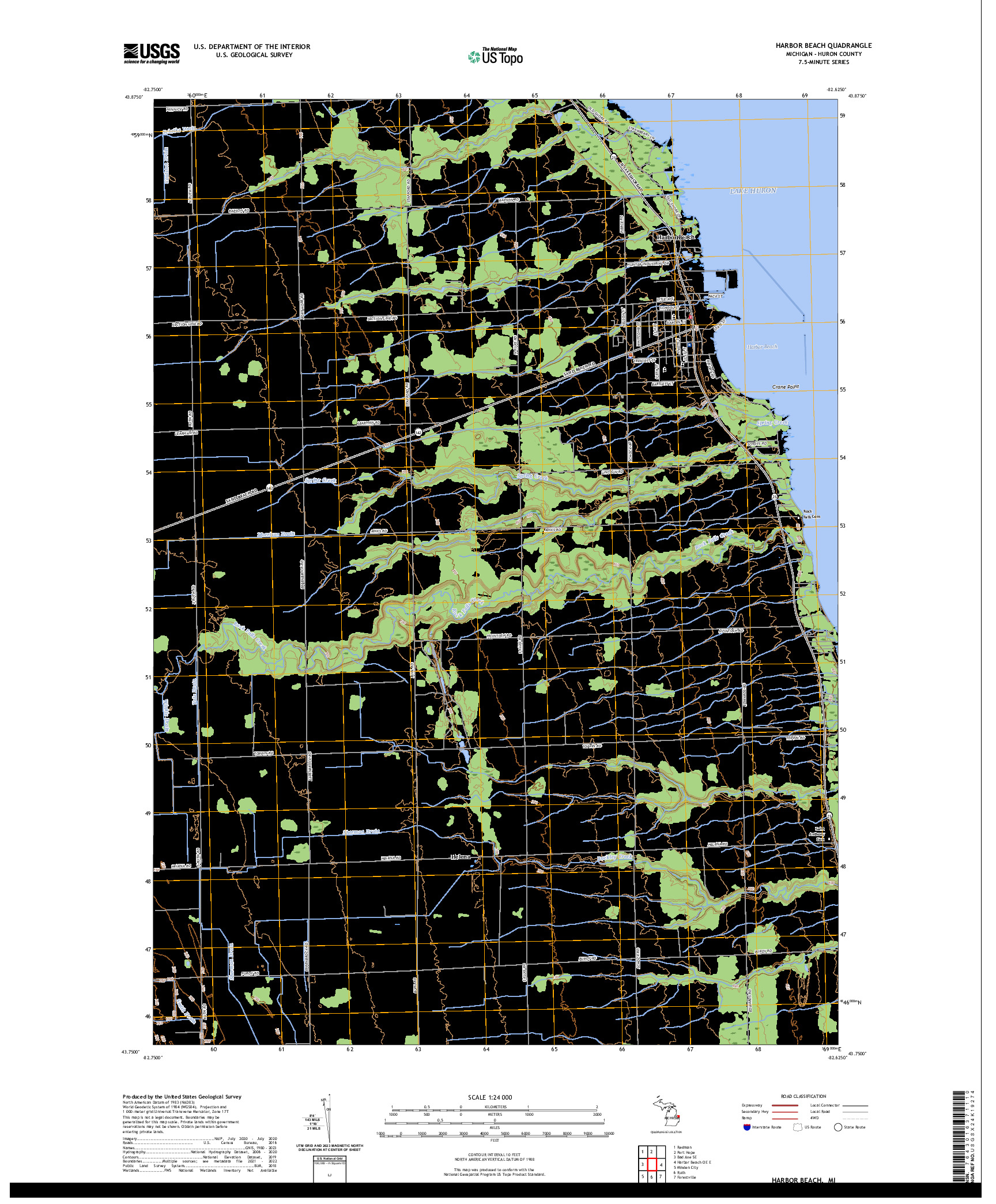 US TOPO 7.5-MINUTE MAP FOR HARBOR BEACH, MI