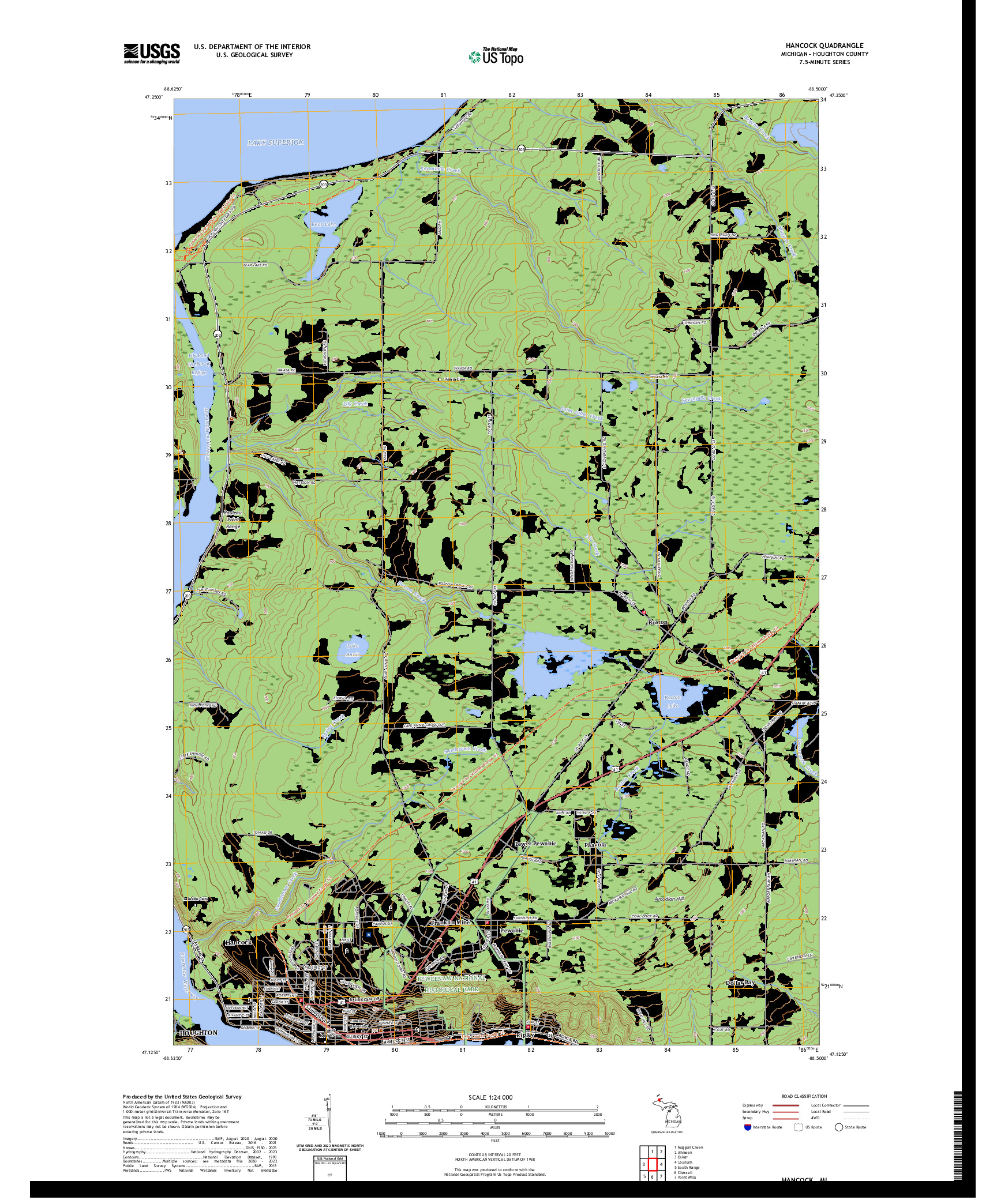 US TOPO 7.5-MINUTE MAP FOR HANCOCK, MI