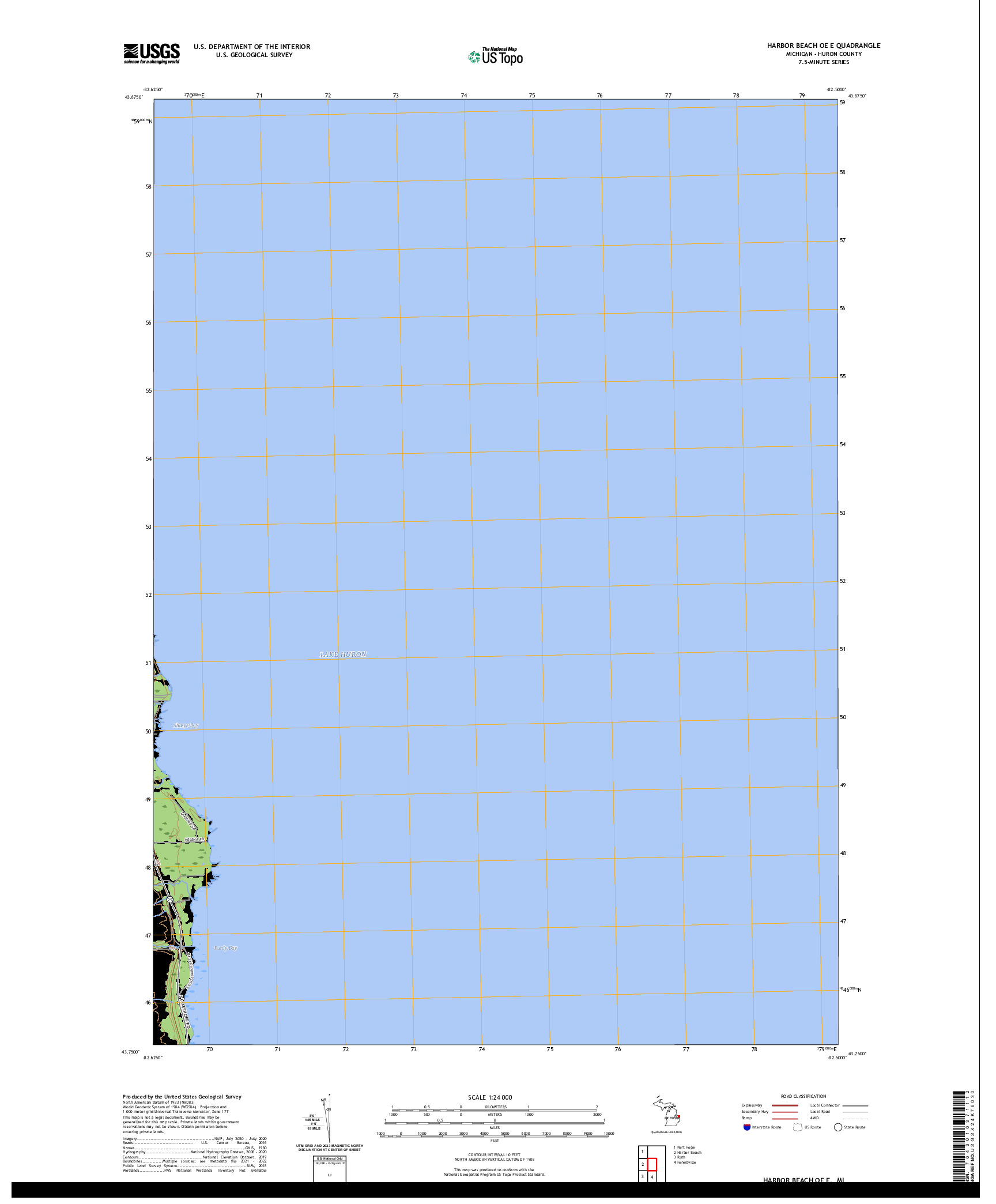 US TOPO 7.5-MINUTE MAP FOR HARBOR BEACH OE E, MI