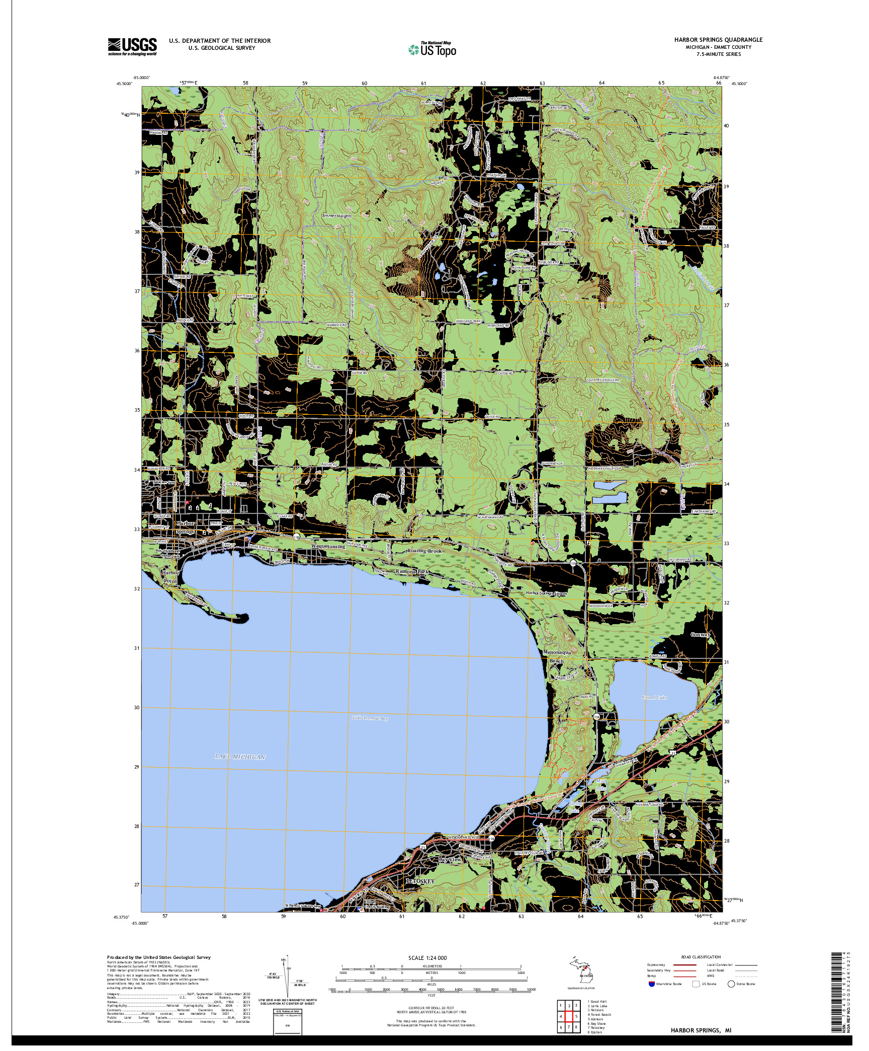 US TOPO 7.5-MINUTE MAP FOR HARBOR SPRINGS, MI