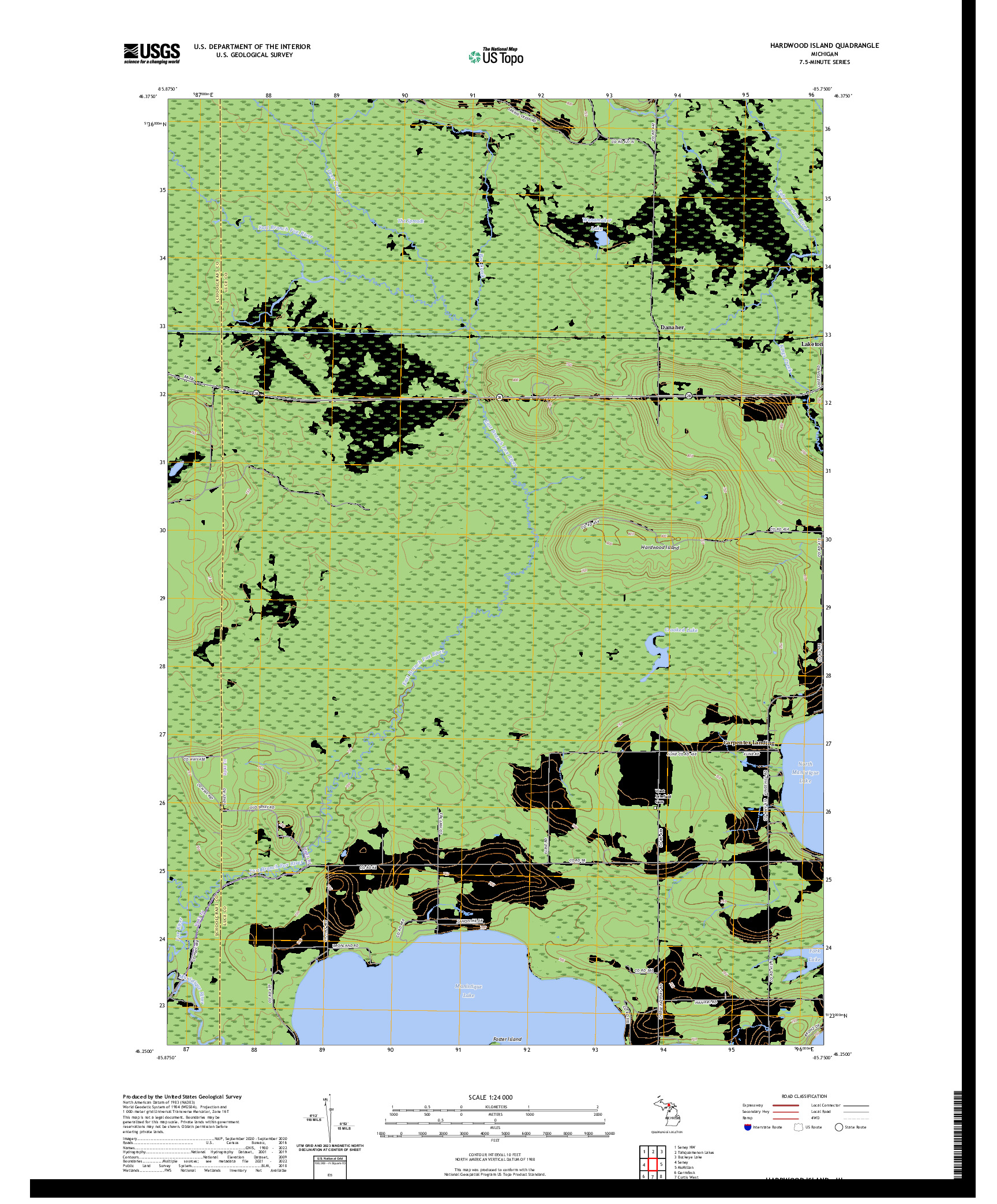 US TOPO 7.5-MINUTE MAP FOR HARDWOOD ISLAND, MI