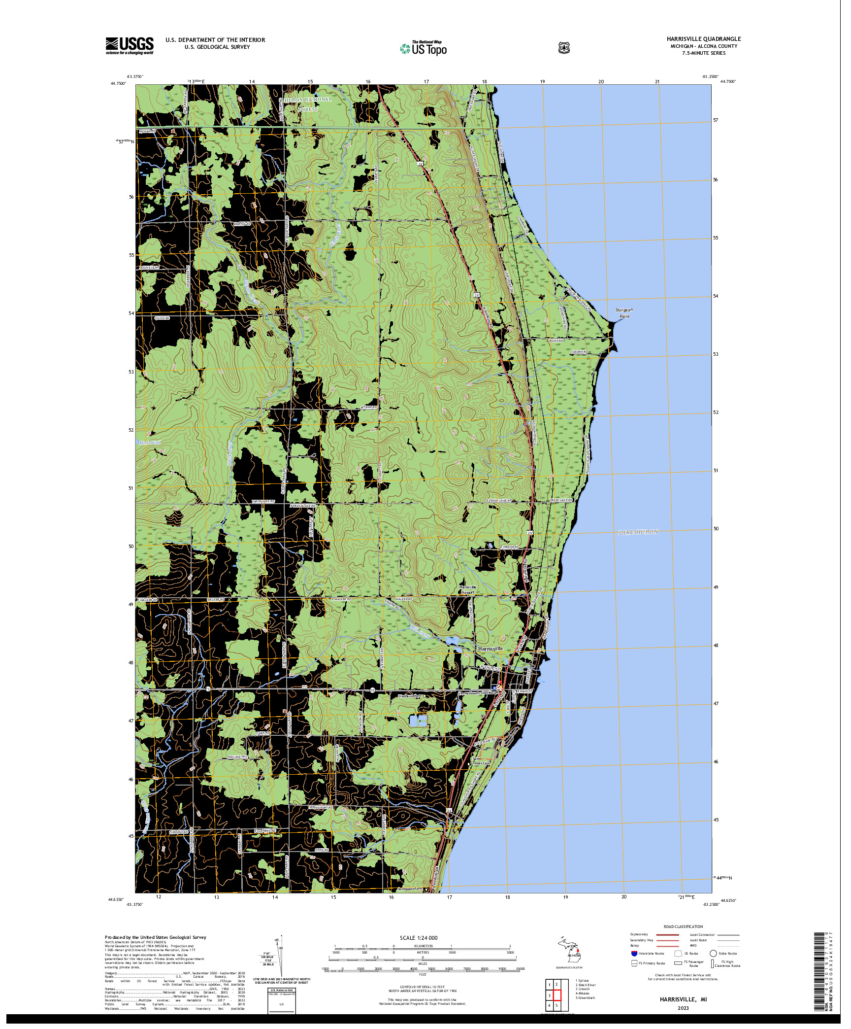 US TOPO 7.5-MINUTE MAP FOR HARRISVILLE, MI