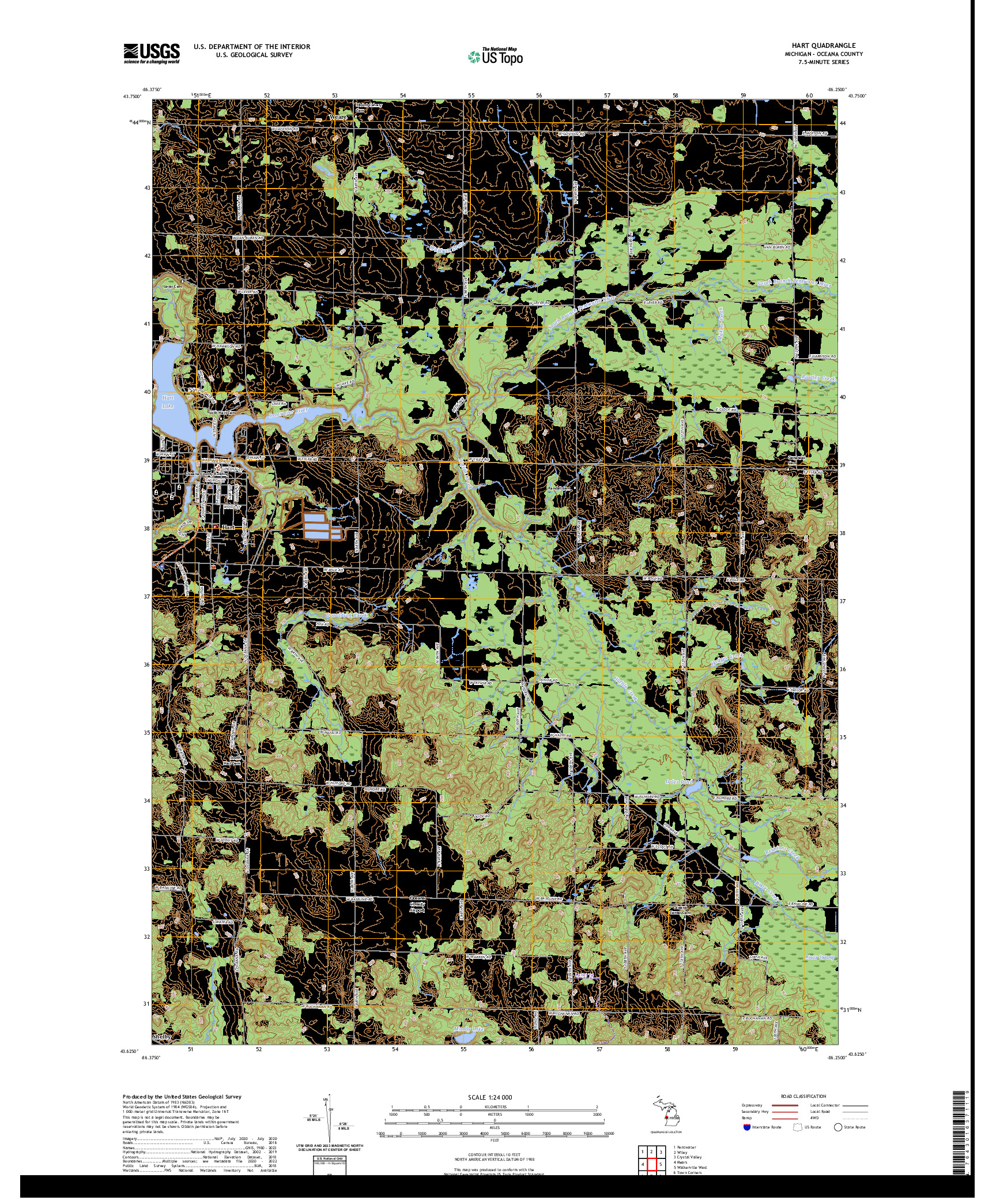 US TOPO 7.5-MINUTE MAP FOR HART, MI