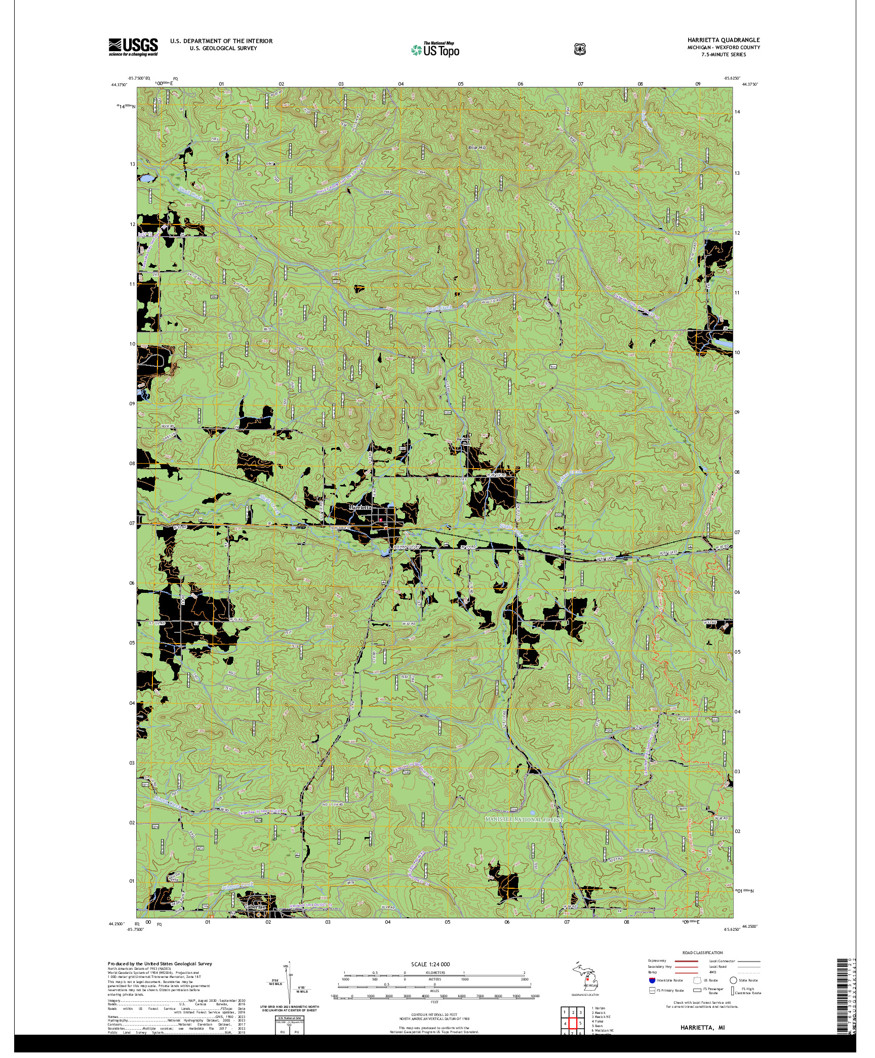 US TOPO 7.5-MINUTE MAP FOR HARRIETTA, MI