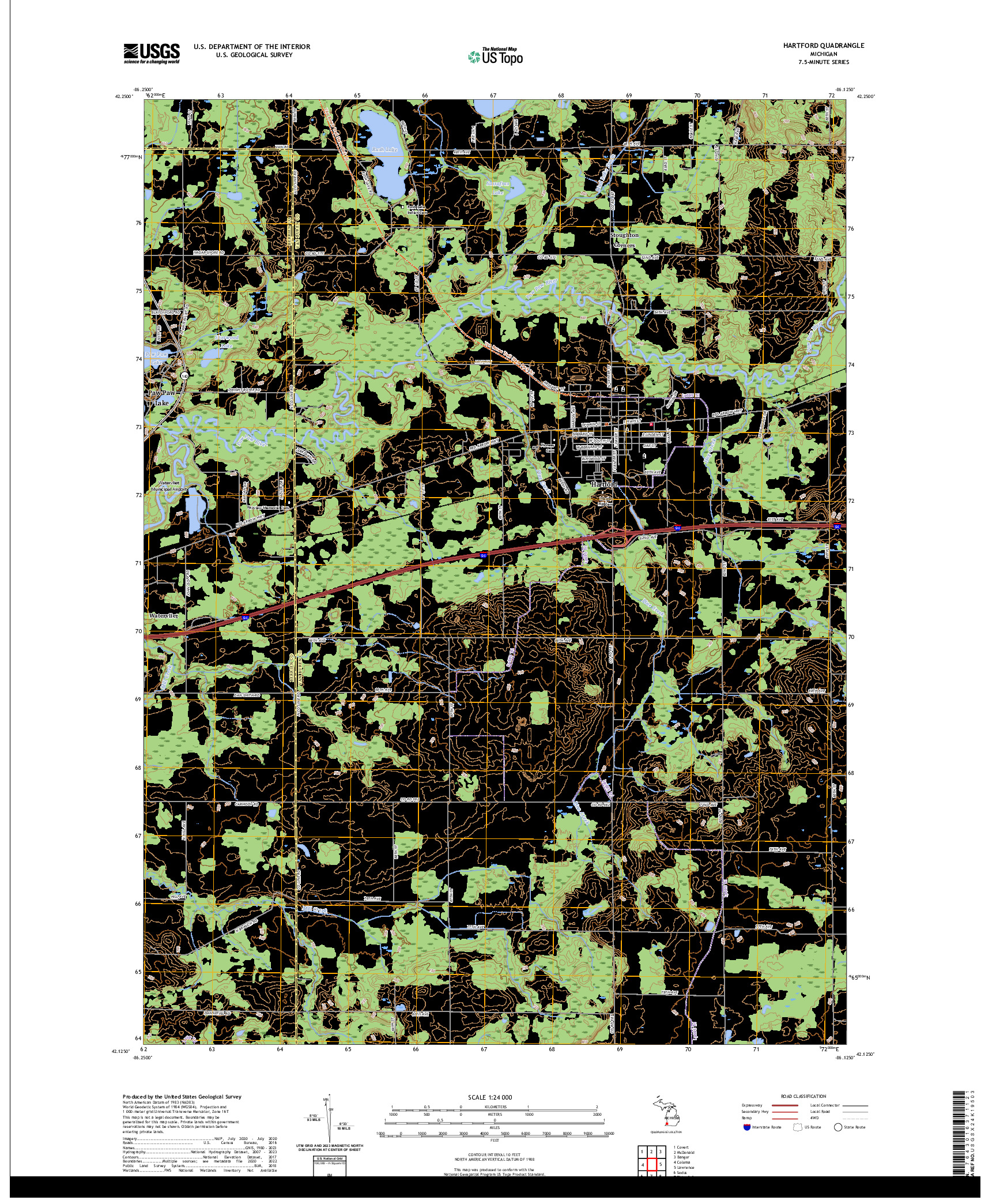 US TOPO 7.5-MINUTE MAP FOR HARTFORD, MI