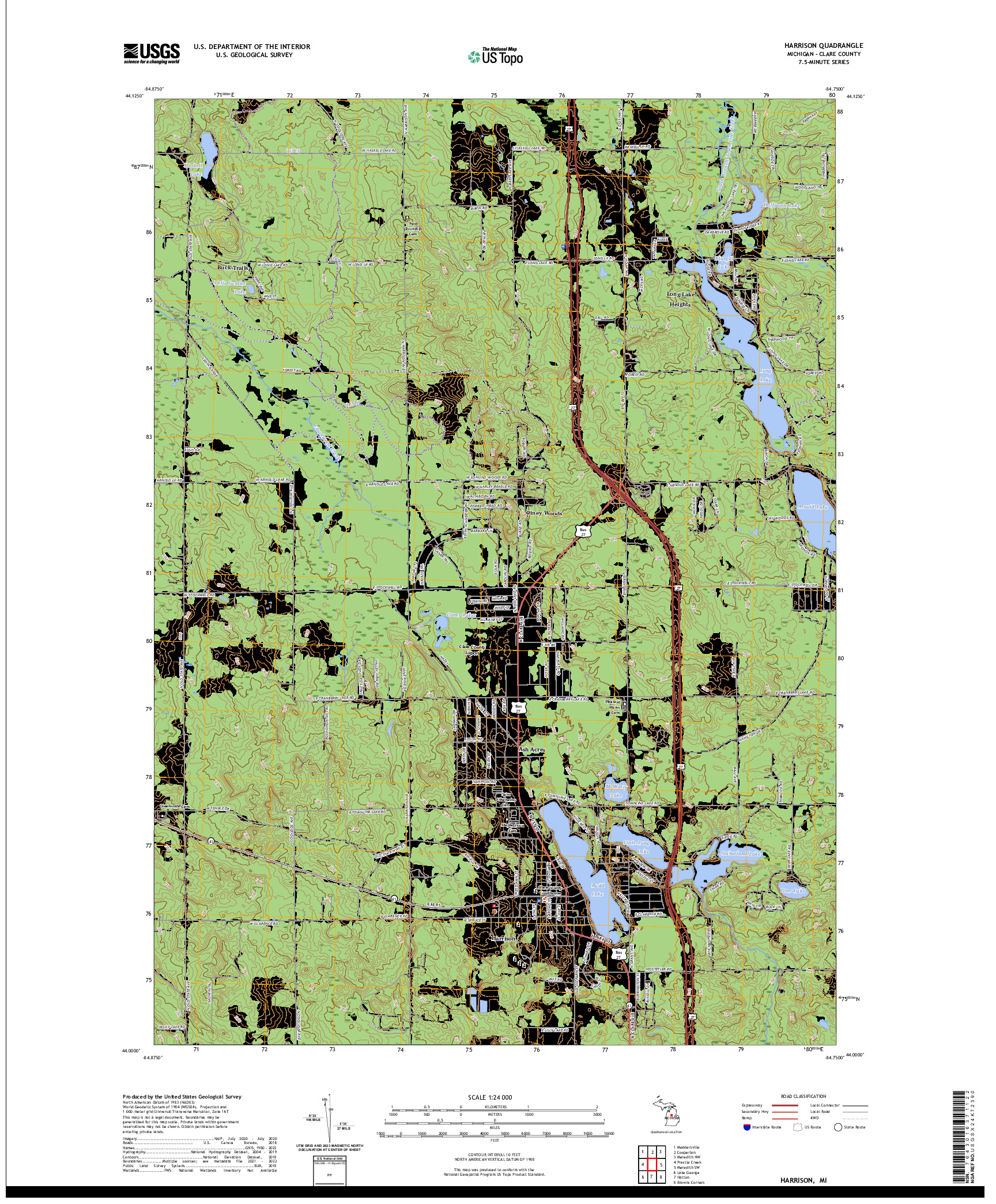 US TOPO 7.5-MINUTE MAP FOR HARRISON, MI