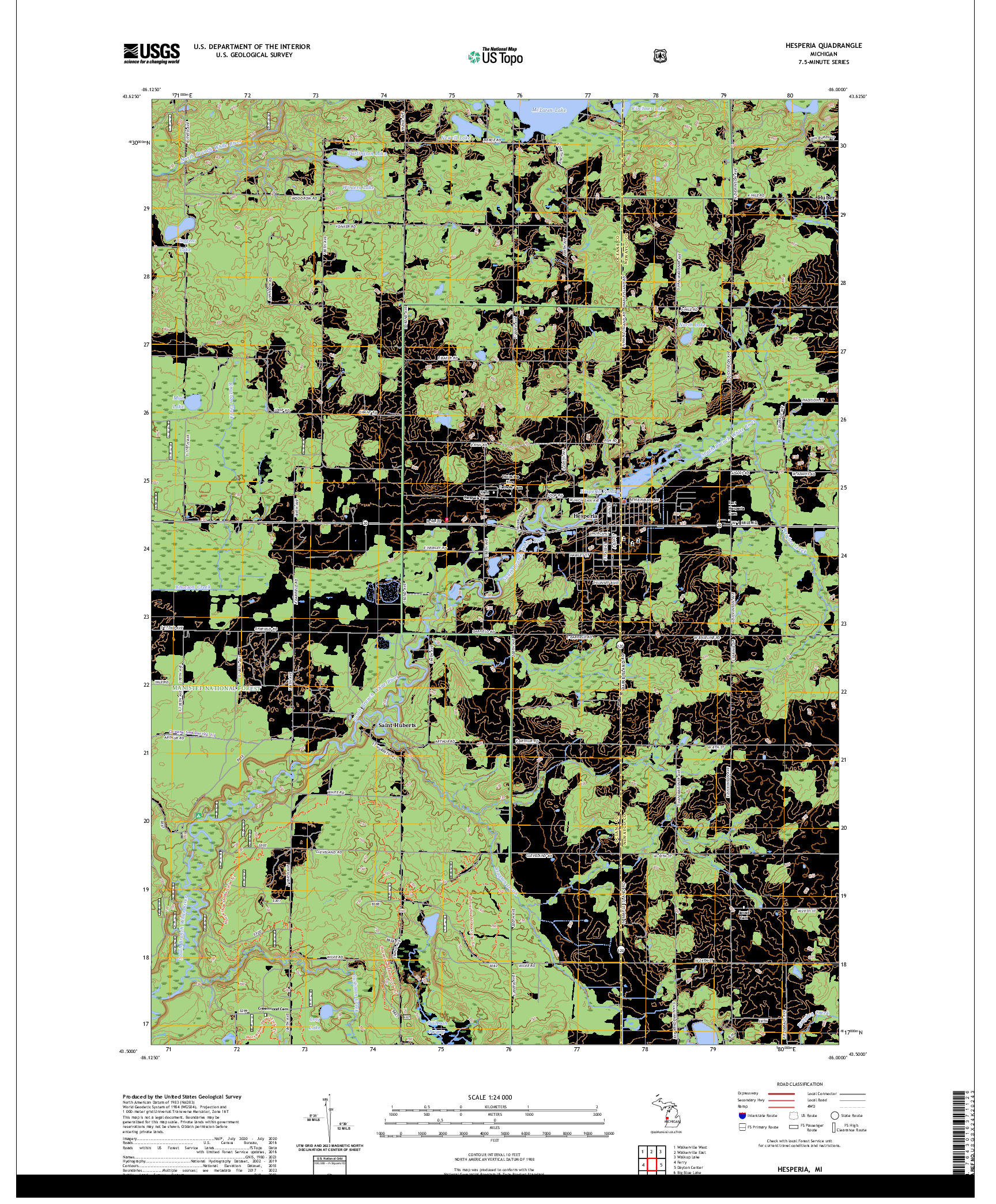 US TOPO 7.5-MINUTE MAP FOR HESPERIA, MI