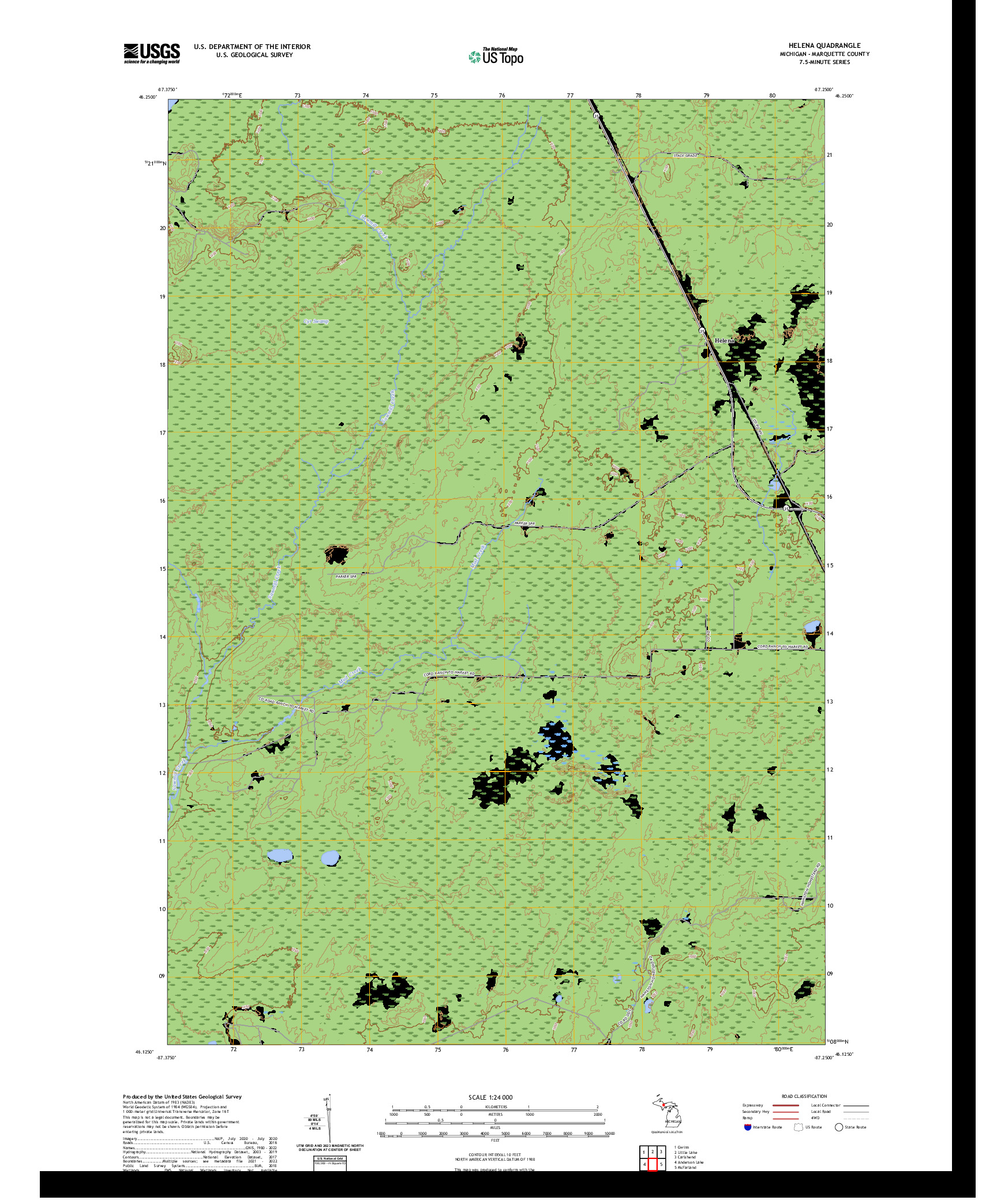 US TOPO 7.5-MINUTE MAP FOR HELENA, MI