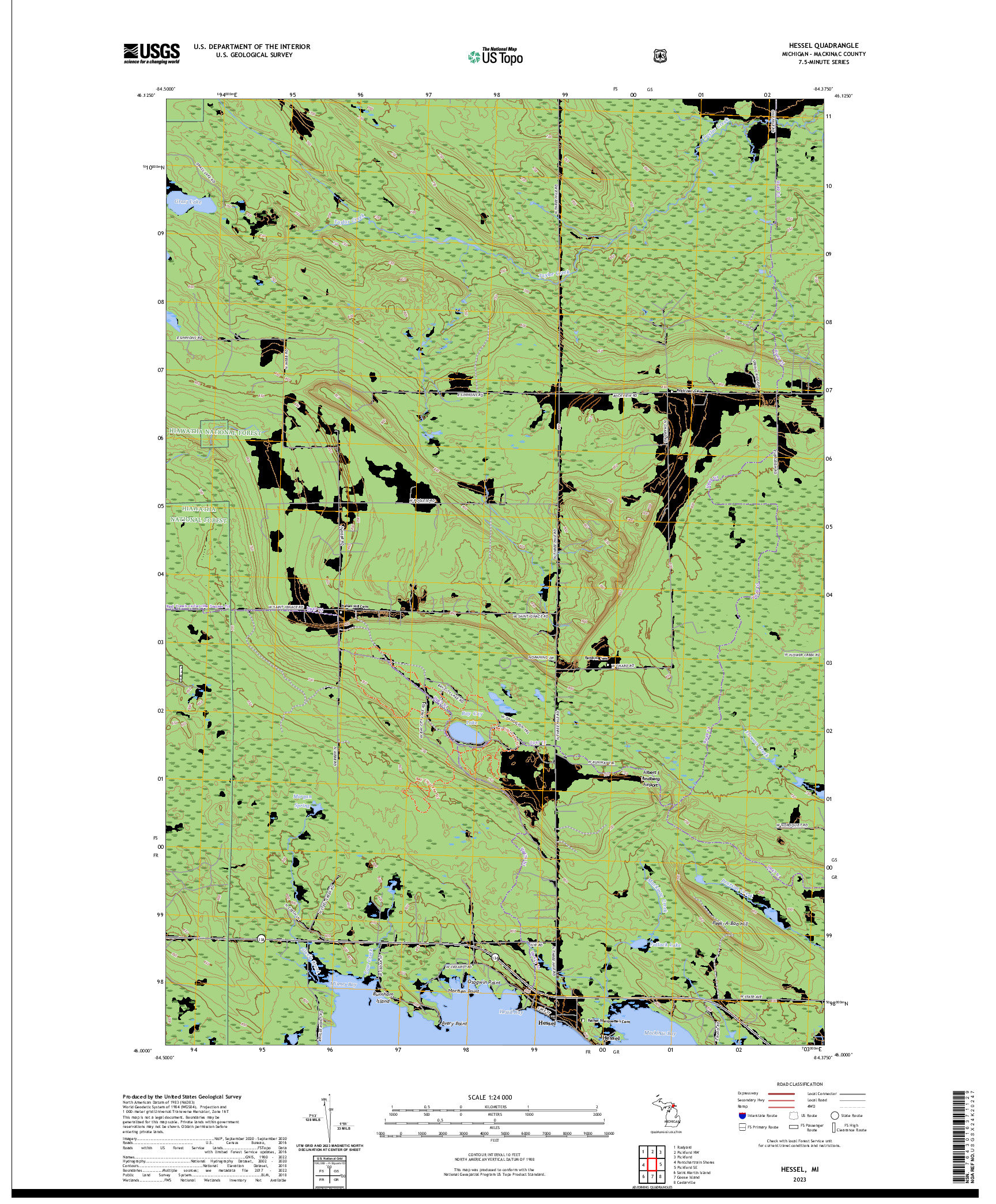 US TOPO 7.5-MINUTE MAP FOR HESSEL, MI