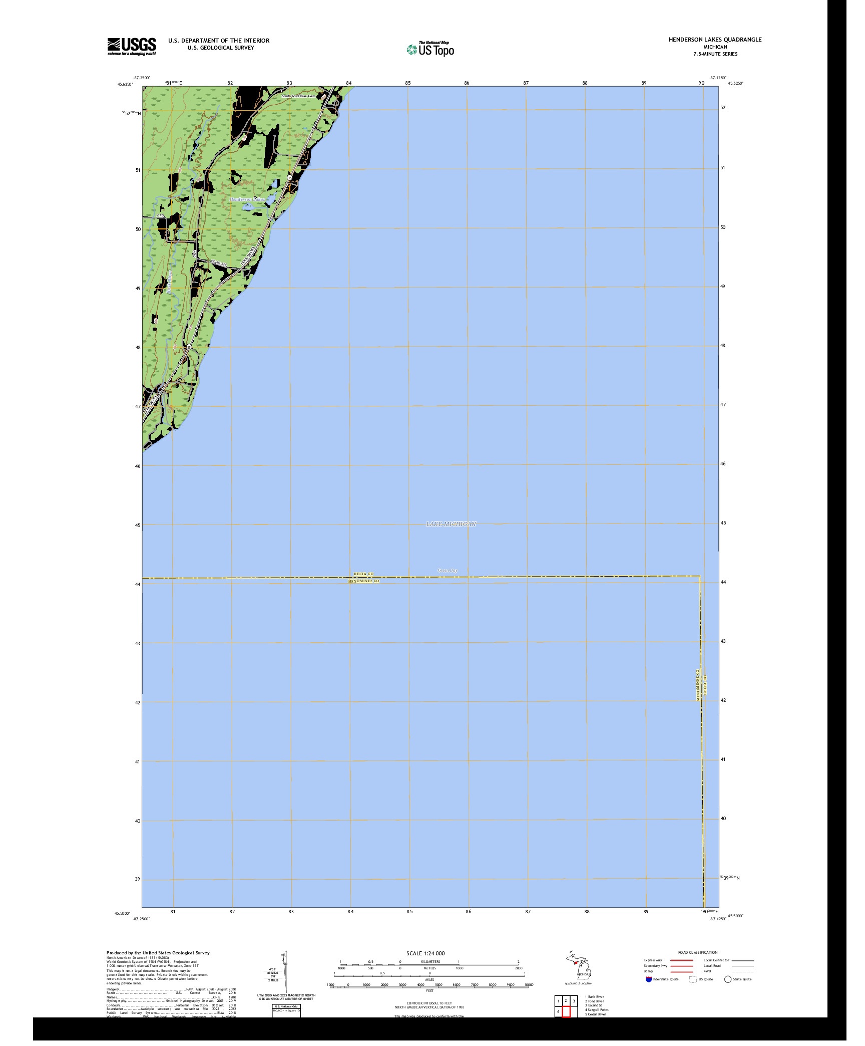 US TOPO 7.5-MINUTE MAP FOR HENDERSON LAKES, MI