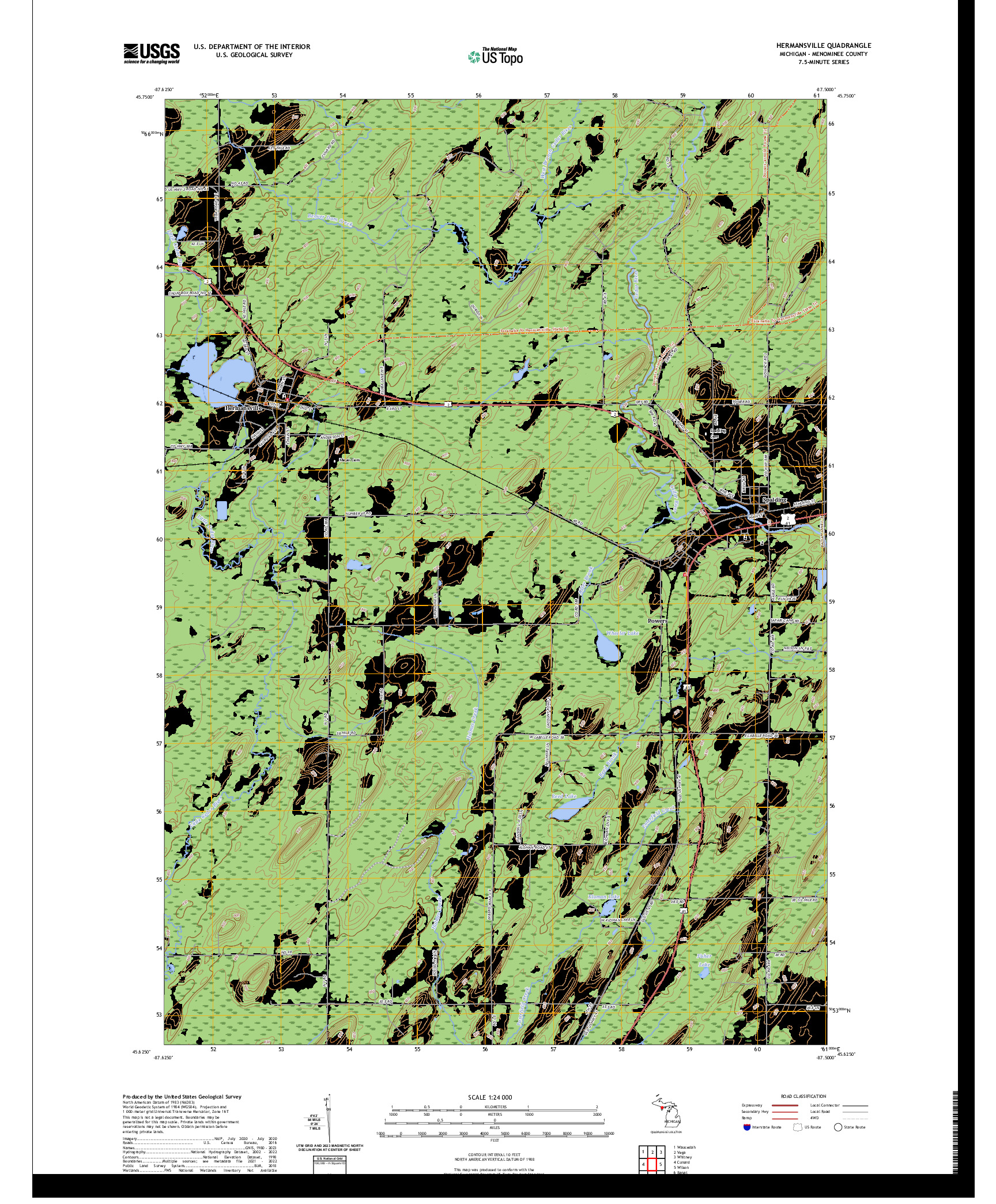 US TOPO 7.5-MINUTE MAP FOR HERMANSVILLE, MI