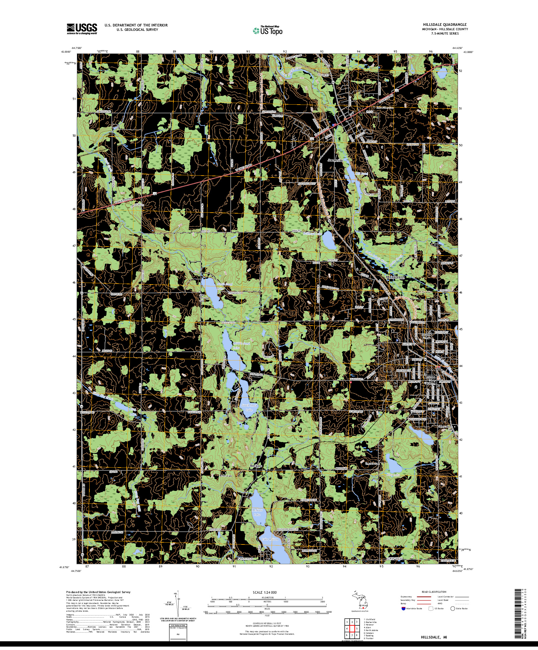 US TOPO 7.5-MINUTE MAP FOR HILLSDALE, MI