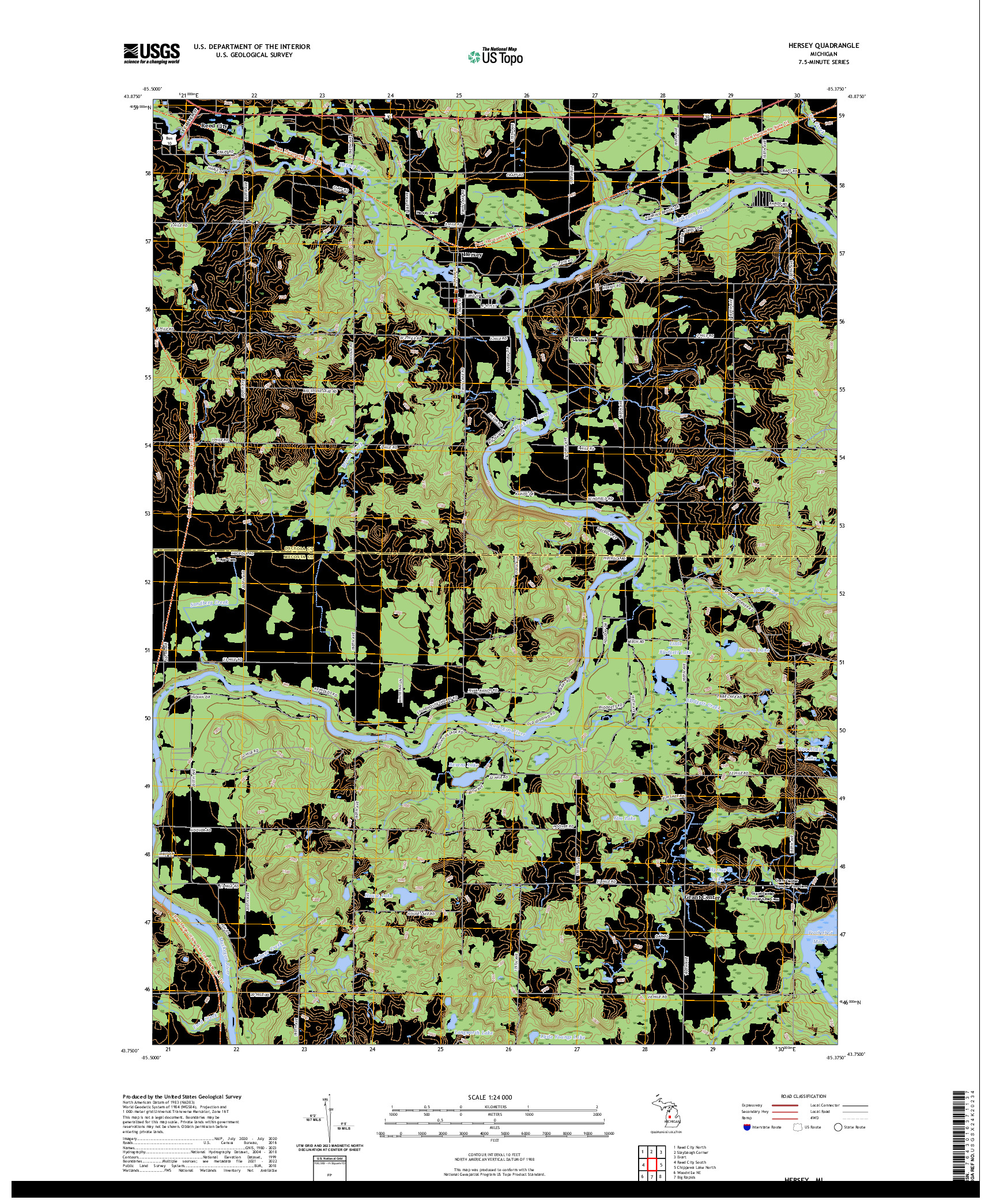 US TOPO 7.5-MINUTE MAP FOR HERSEY, MI